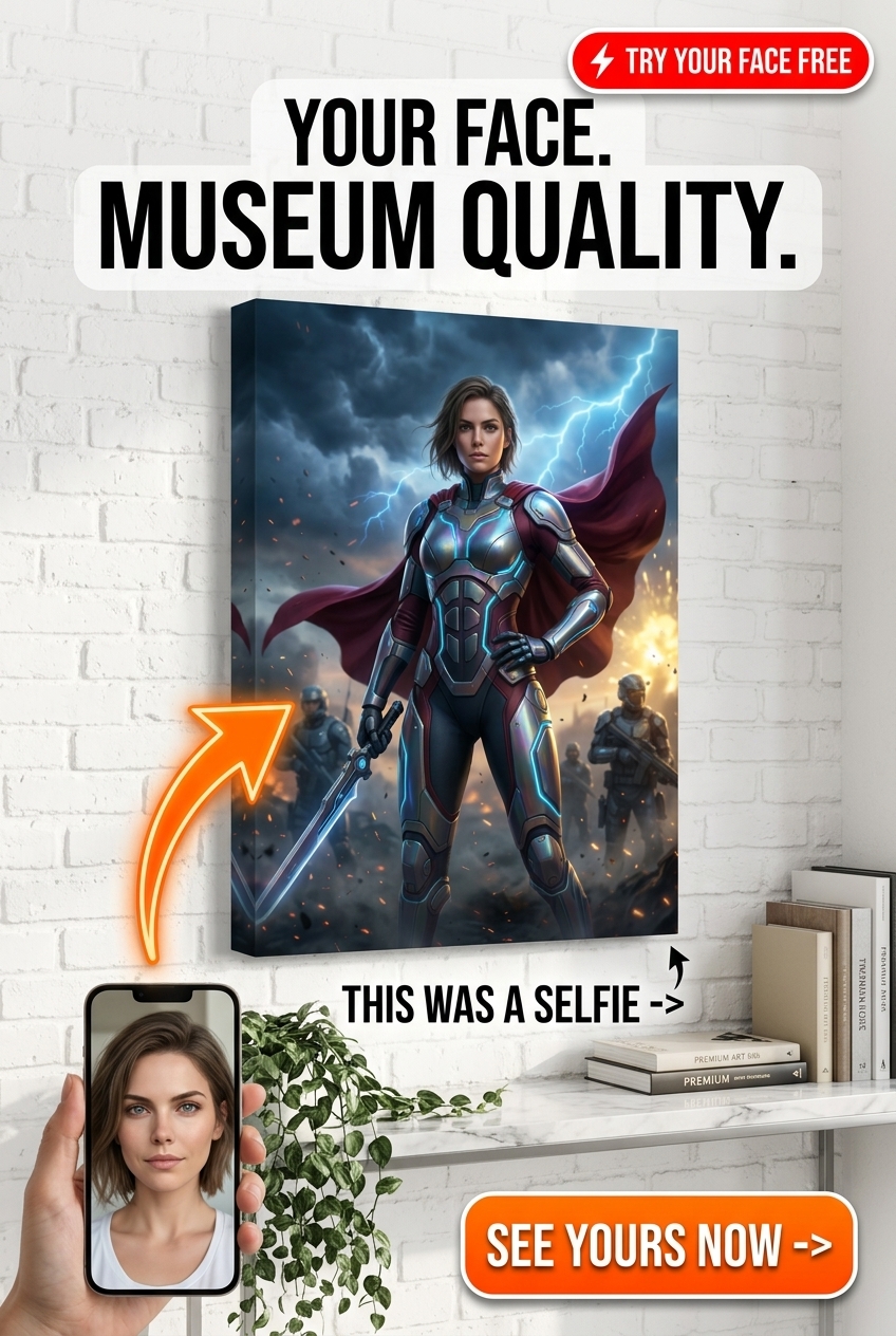 Custom Sci-Fi Woman Portrait — Heroic Superhero Canvas from Photo