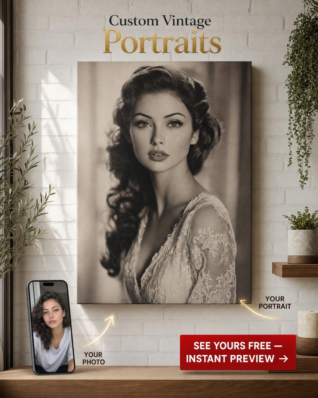 Custom Royal Woman Portrait — Regal Canvas