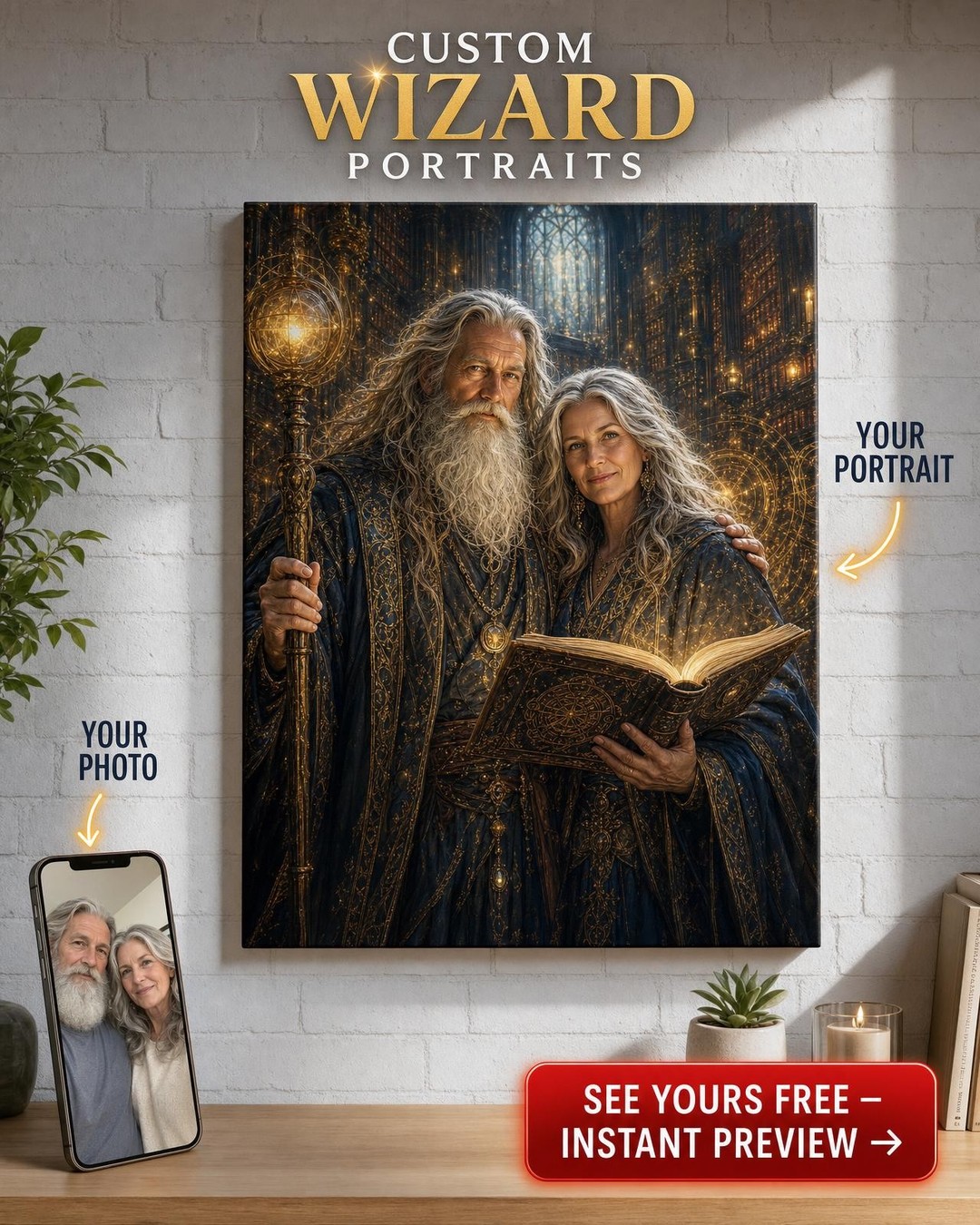 Custom Arcane Library Portrait