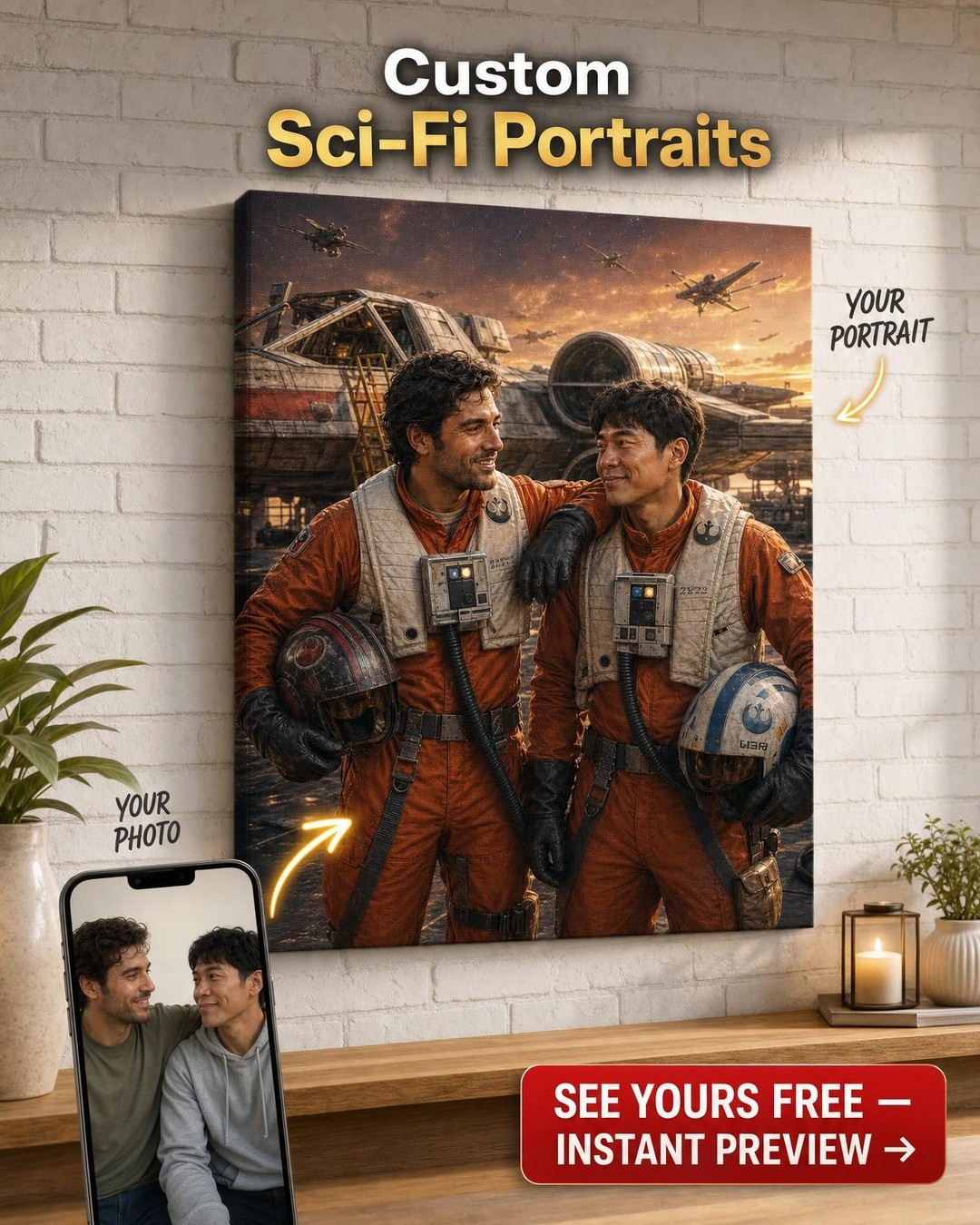 Starfighter Pilots Custom Portrait Gift