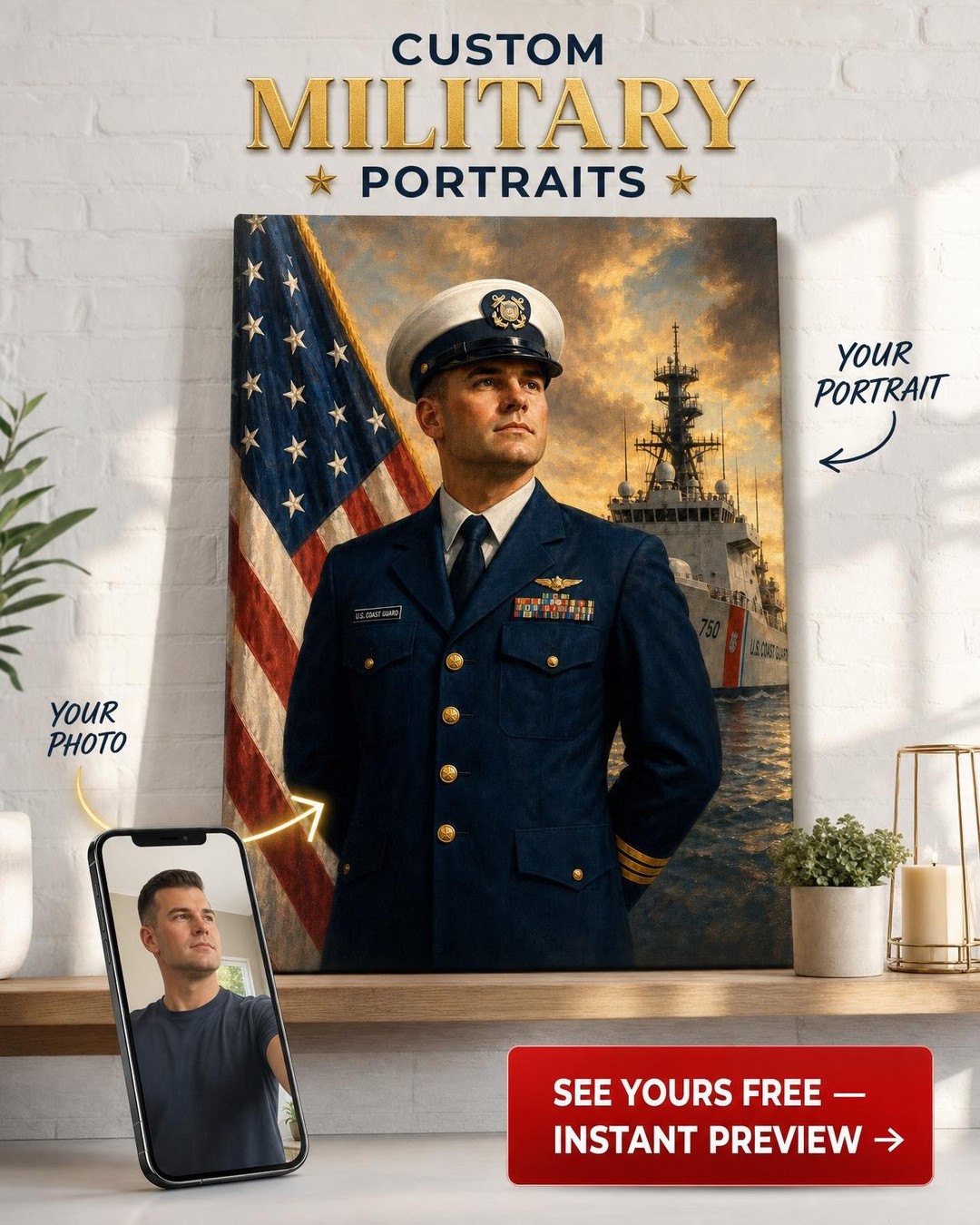 Heroic Coast Guard Portraits | Military Canvas Art