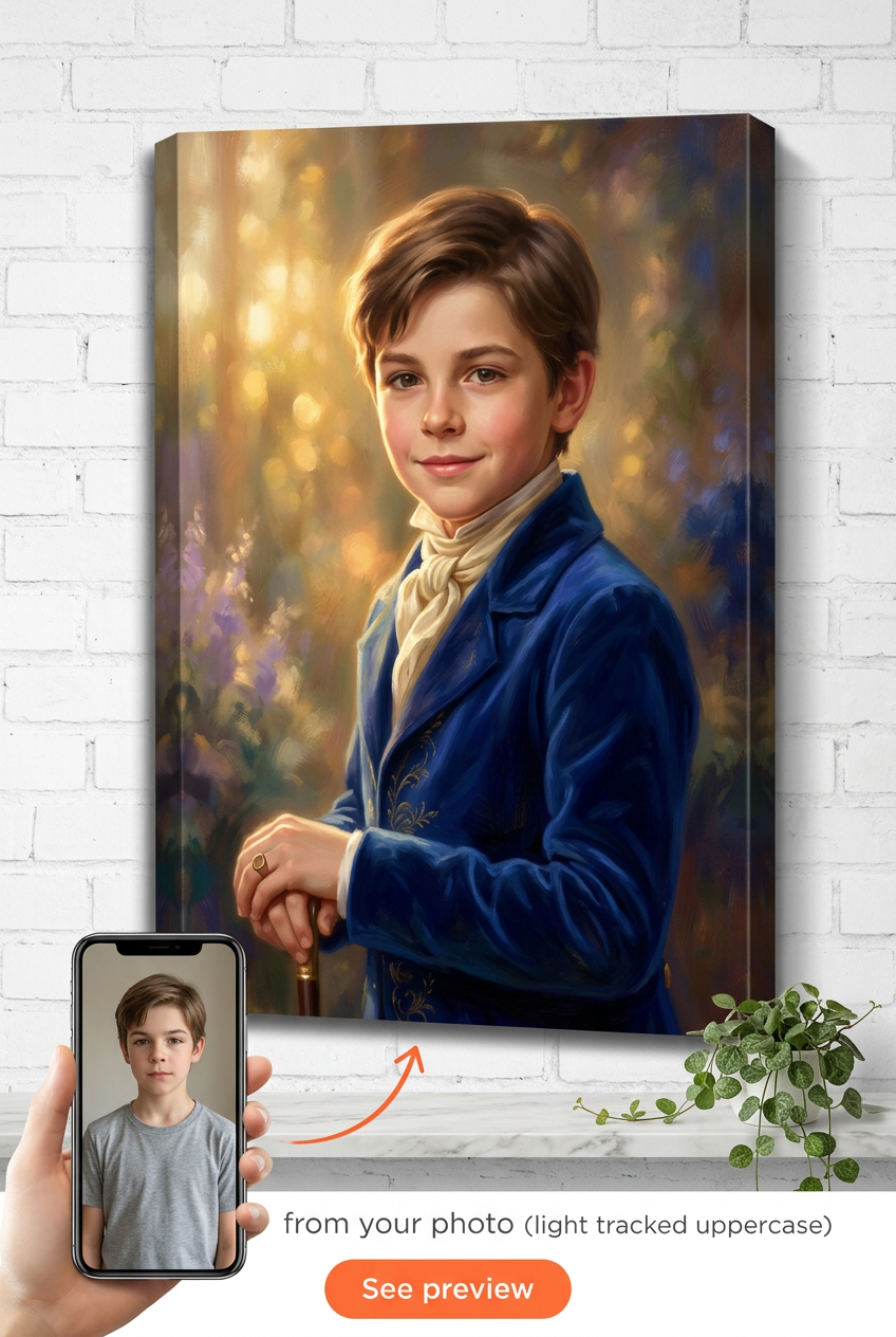 Custom Royal Boy Portrait — Regal Canvas from Photo