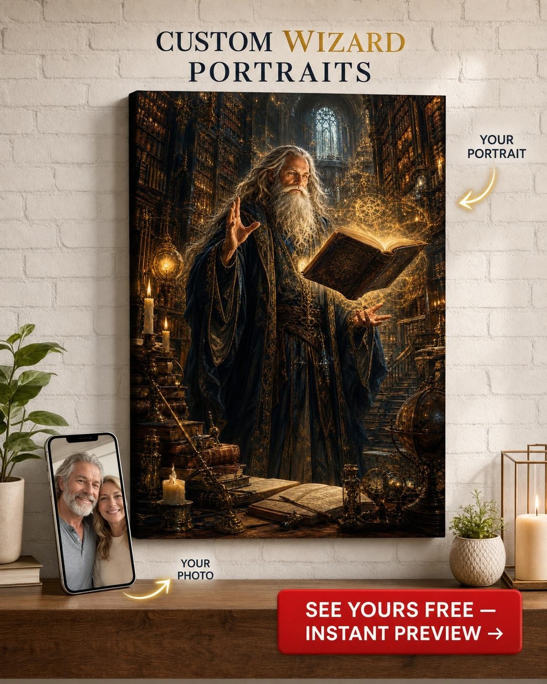 Custom Arcane Library Portrait
