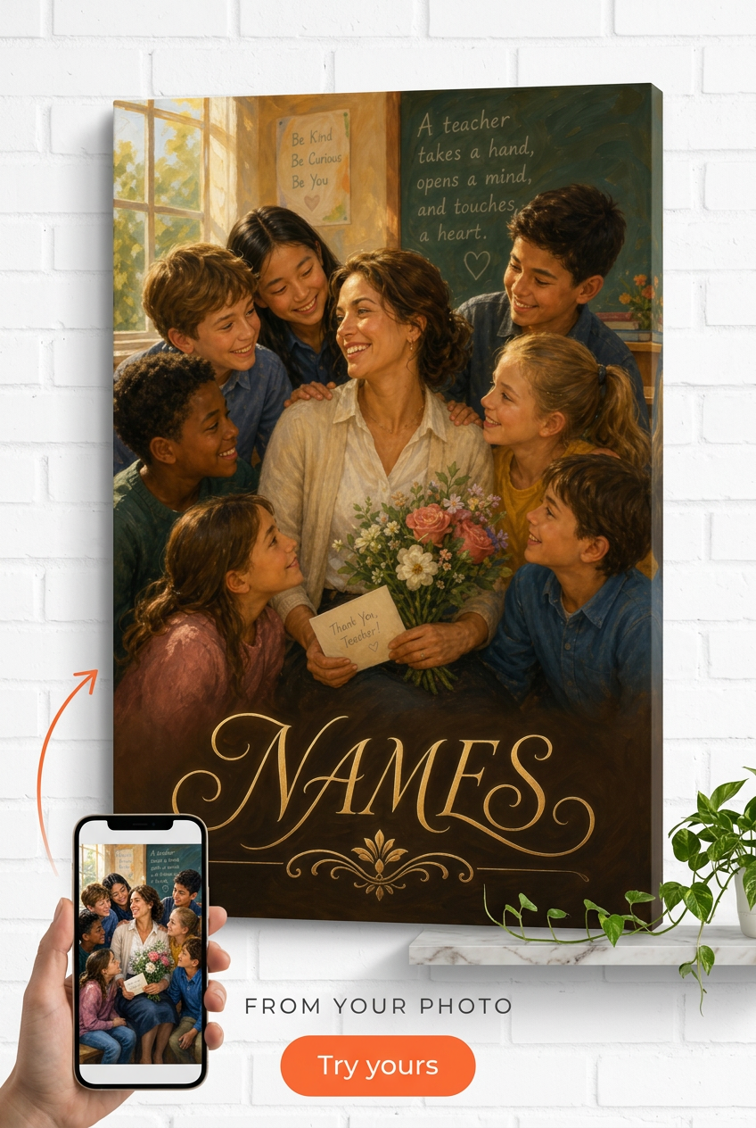 Teacher Gifts — Heartfelt Classroom Moment Portrait Canvas from Photo