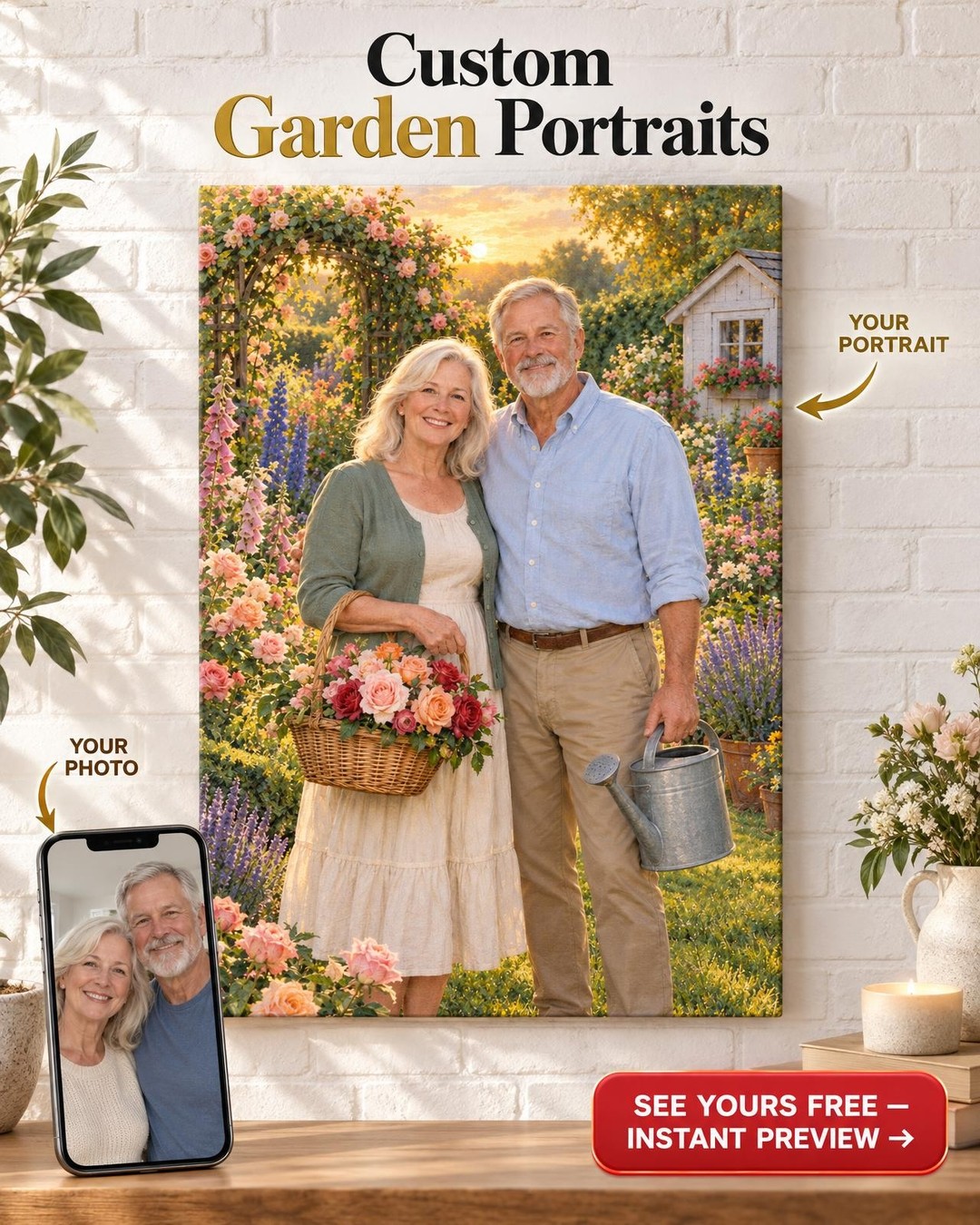 The Garden We Grew Couple Custom Portrait | Personalized Gardener Gift