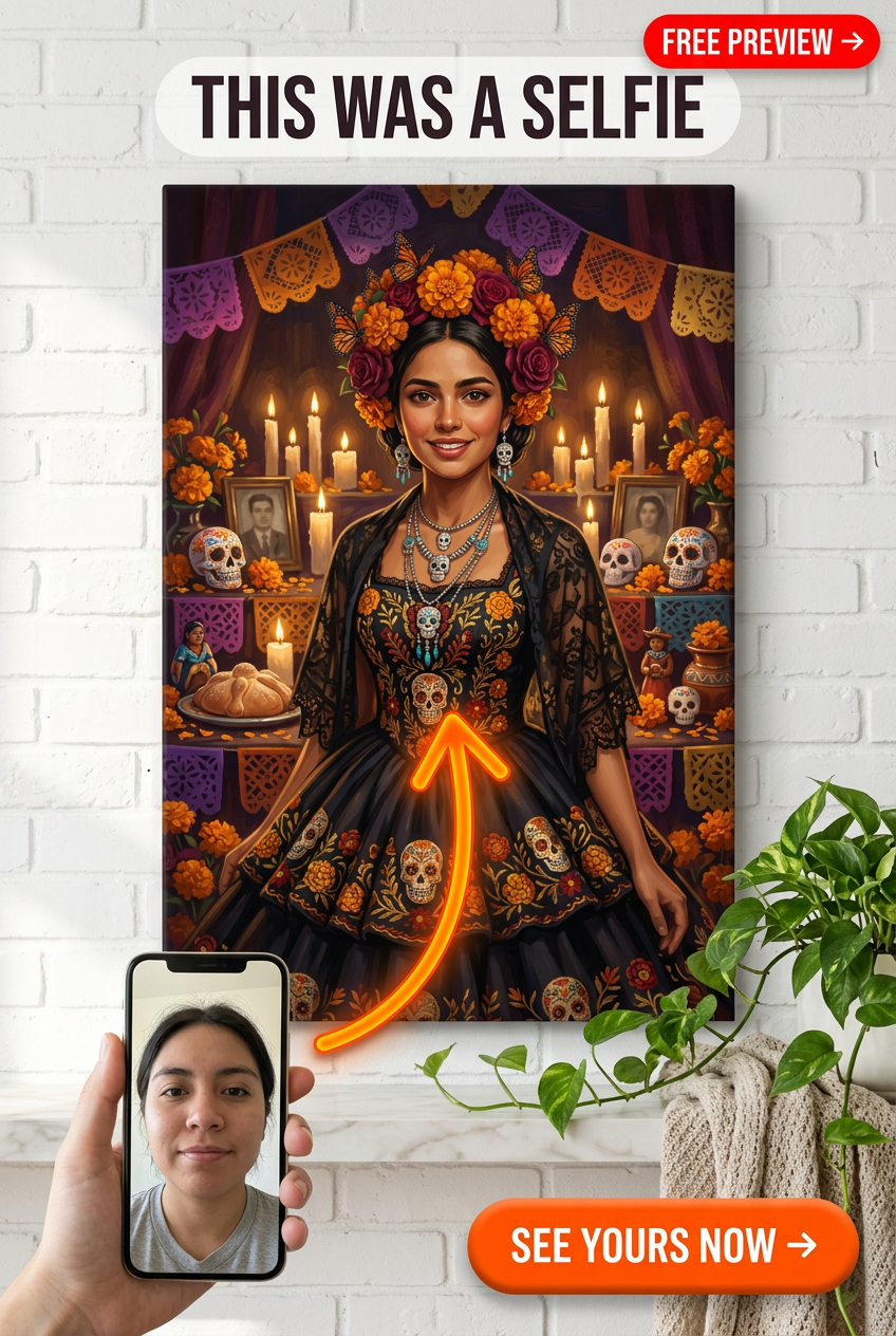 Catrina Elegante Custom Portrait | Personalized Day of the Dead Gift