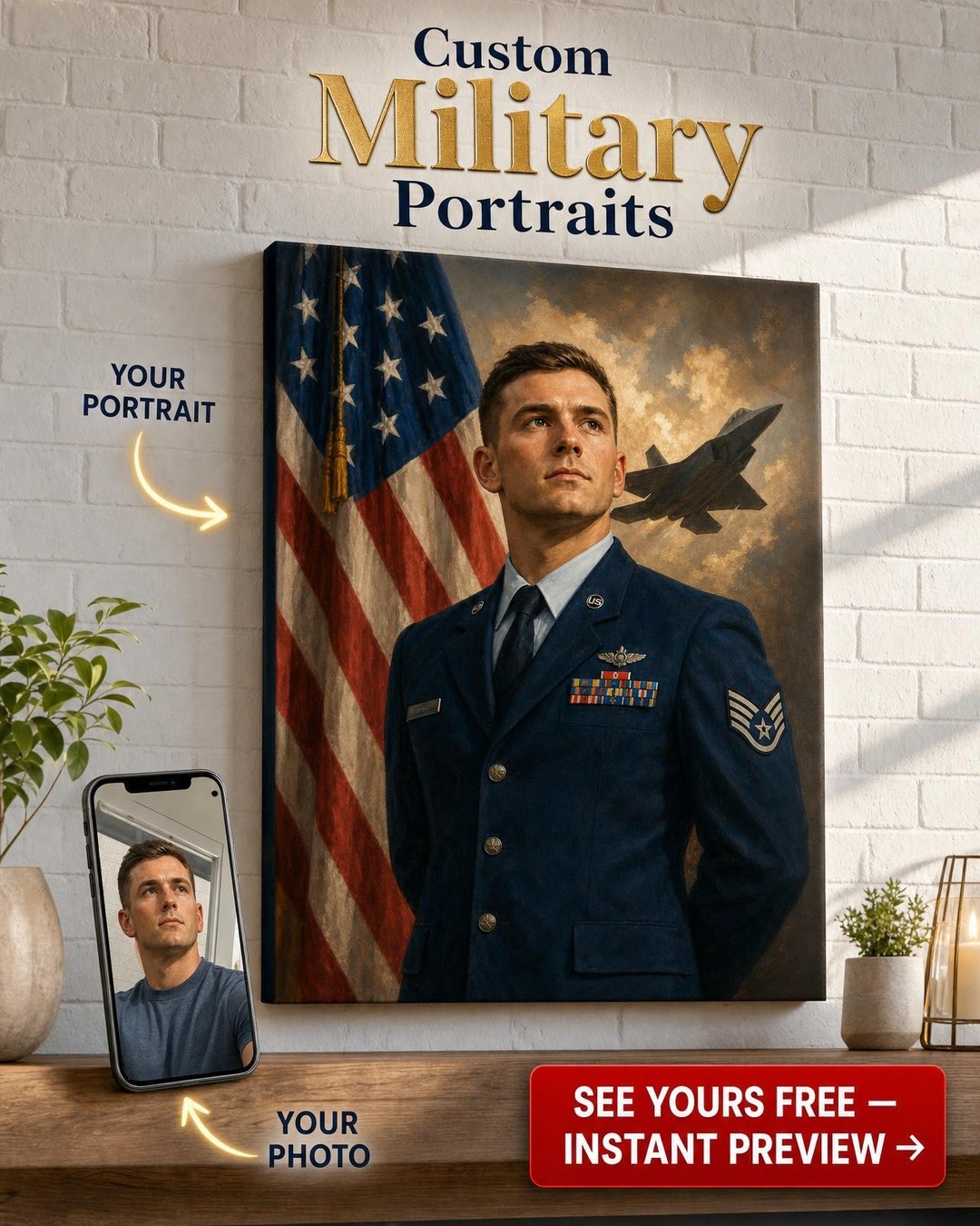 Personalized Military Fighter Pilot Art