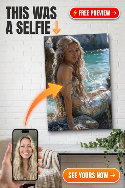 Mermaid-Inspired Custom Portrait from Photo | Personalized Gift for Her