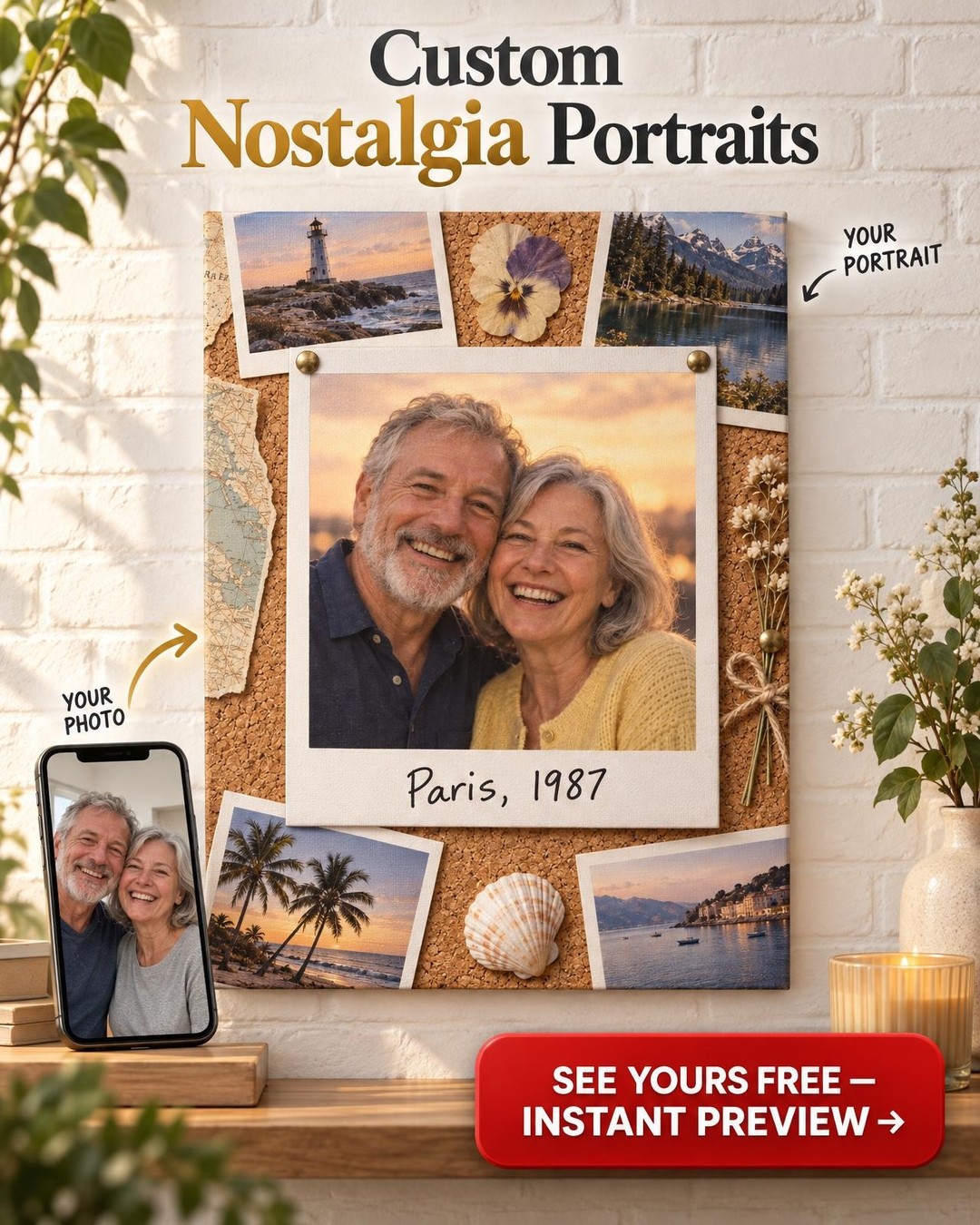 Instant Photo Couple Custom Portrait from Photo | Personalized Film Camera Gift