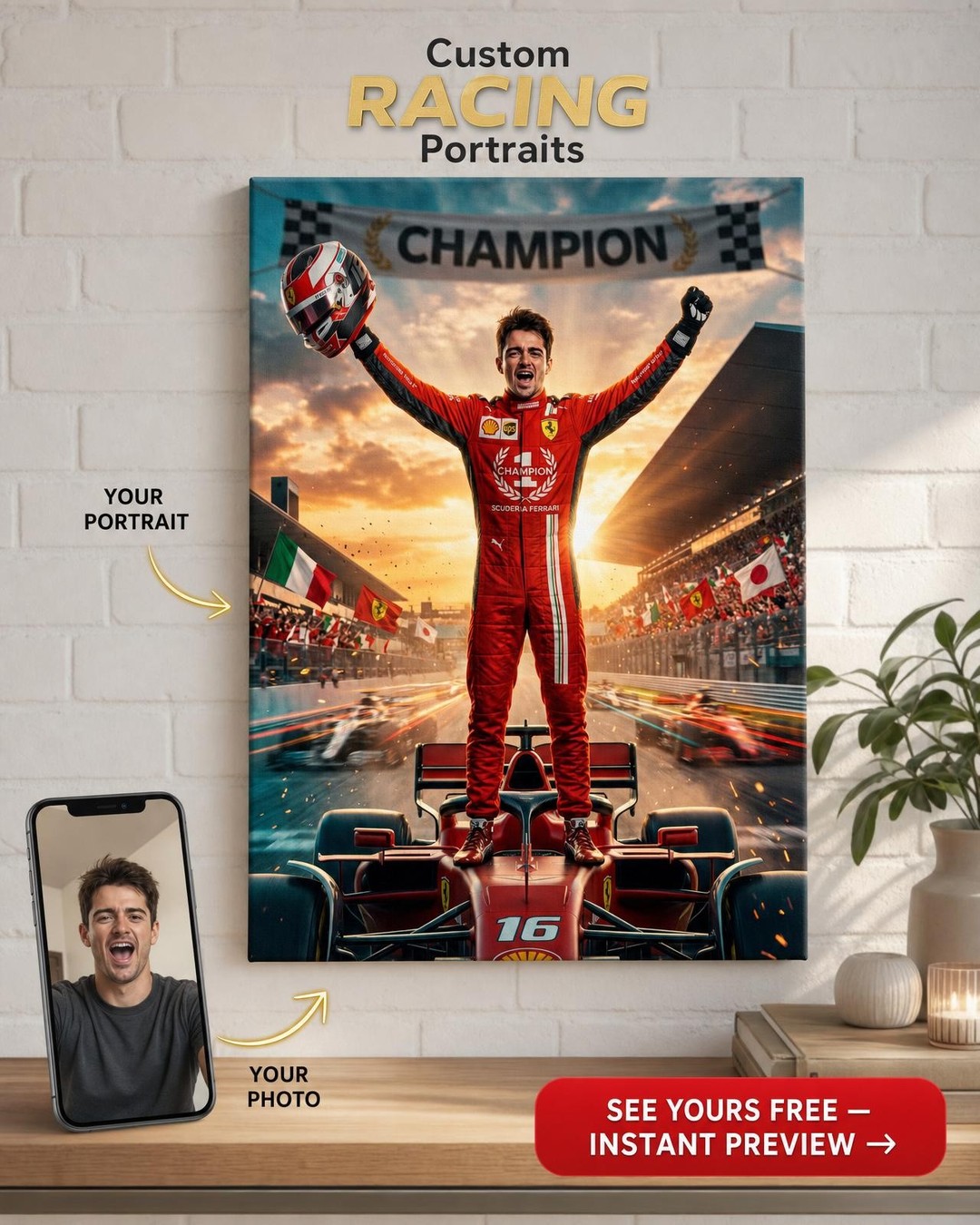 Race Car Victory Portrait - Personal Canvas