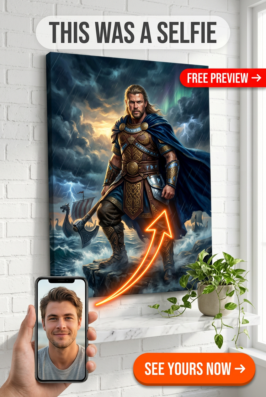 Viking King Ascendant Custom Portrait – Epic Nordic Warrior Art
