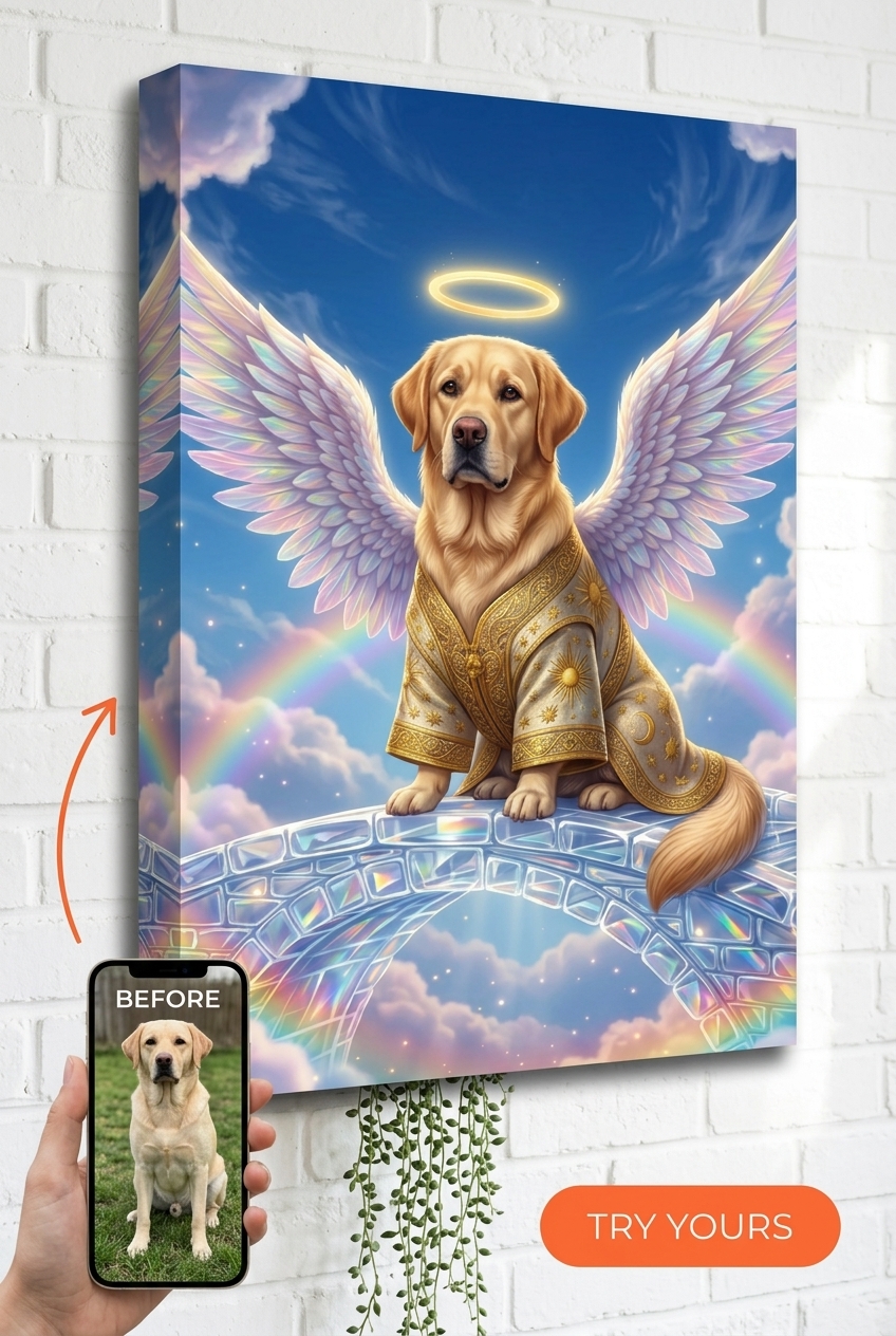 Custom Family Portrait with Pets – Angelic Golden...