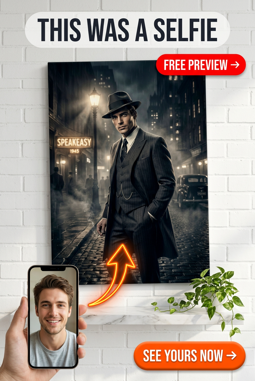 Custom Gothic Single-Man Portrait — Heroic Noir Canvas from Photo