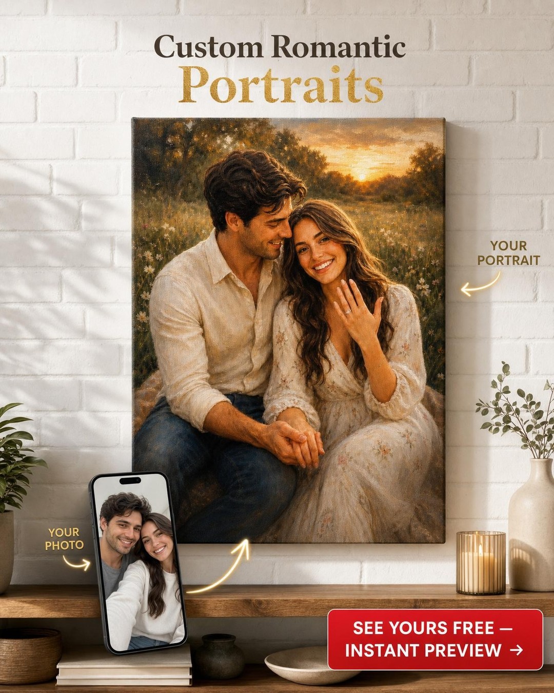 Serene Sunset Custom Wedding Portrait