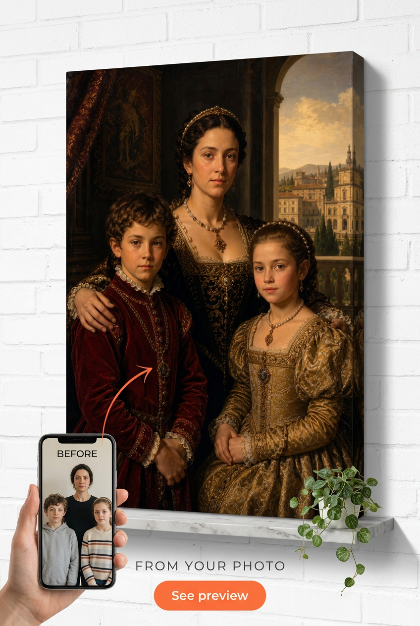 Custom Renaissance Family Portrait — Regal Canvas from Photo
