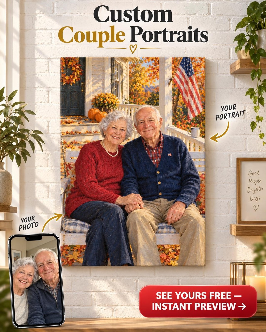 Custom Veteran Porch Swing Portrait