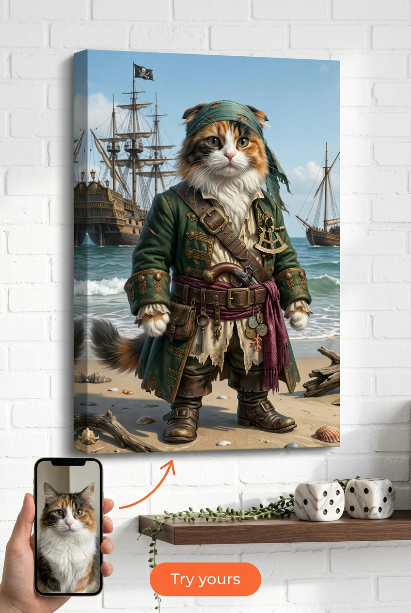 Pirate Cat Custom Portrait | Premium Canvas Portraits