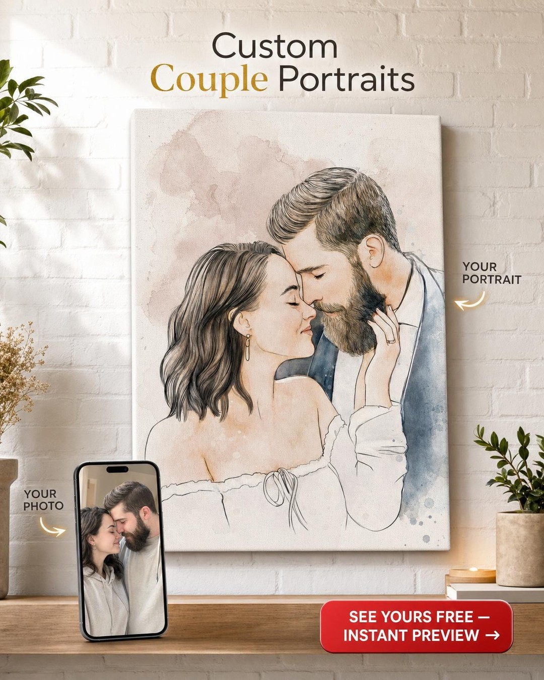 Celebrate Your Love: Watercolor Couple Portraits