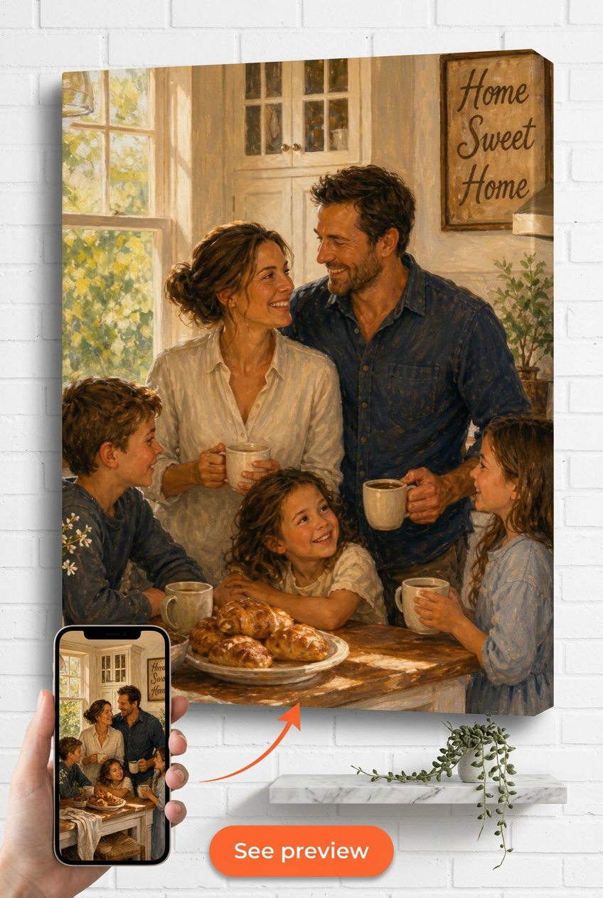 Gifts for New Homeowners — Cozy Family Gathering Canvas from Photo