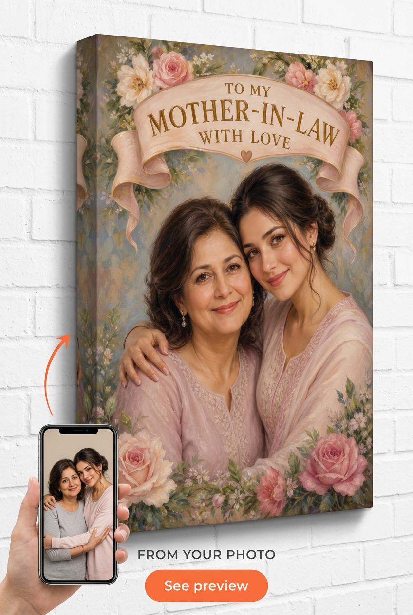 Gifts for Mother in Law — Warm Family Portrait Canvas from Photo