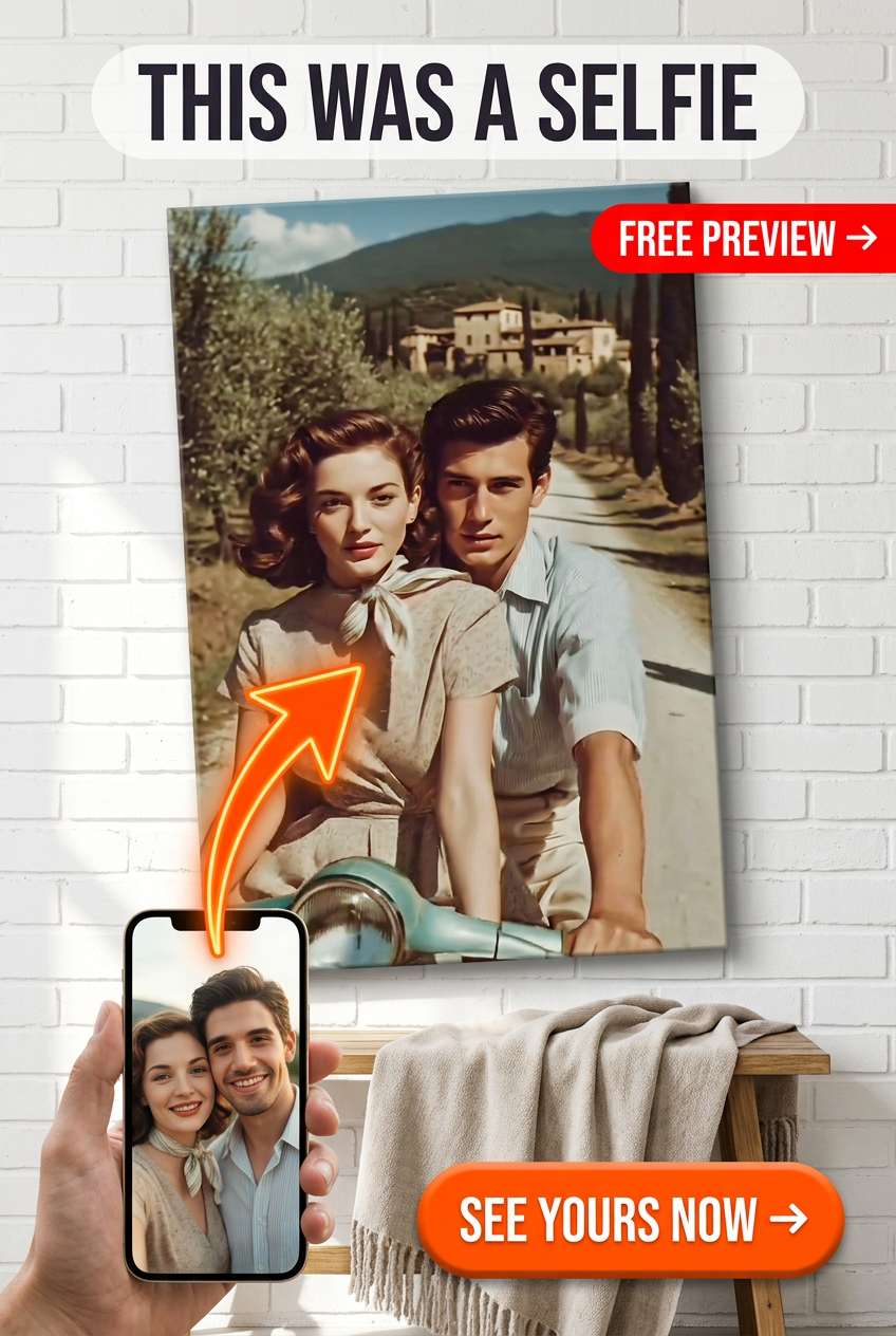 Vintage European Scooter Custom Portrait | Premium Canvas Portraits