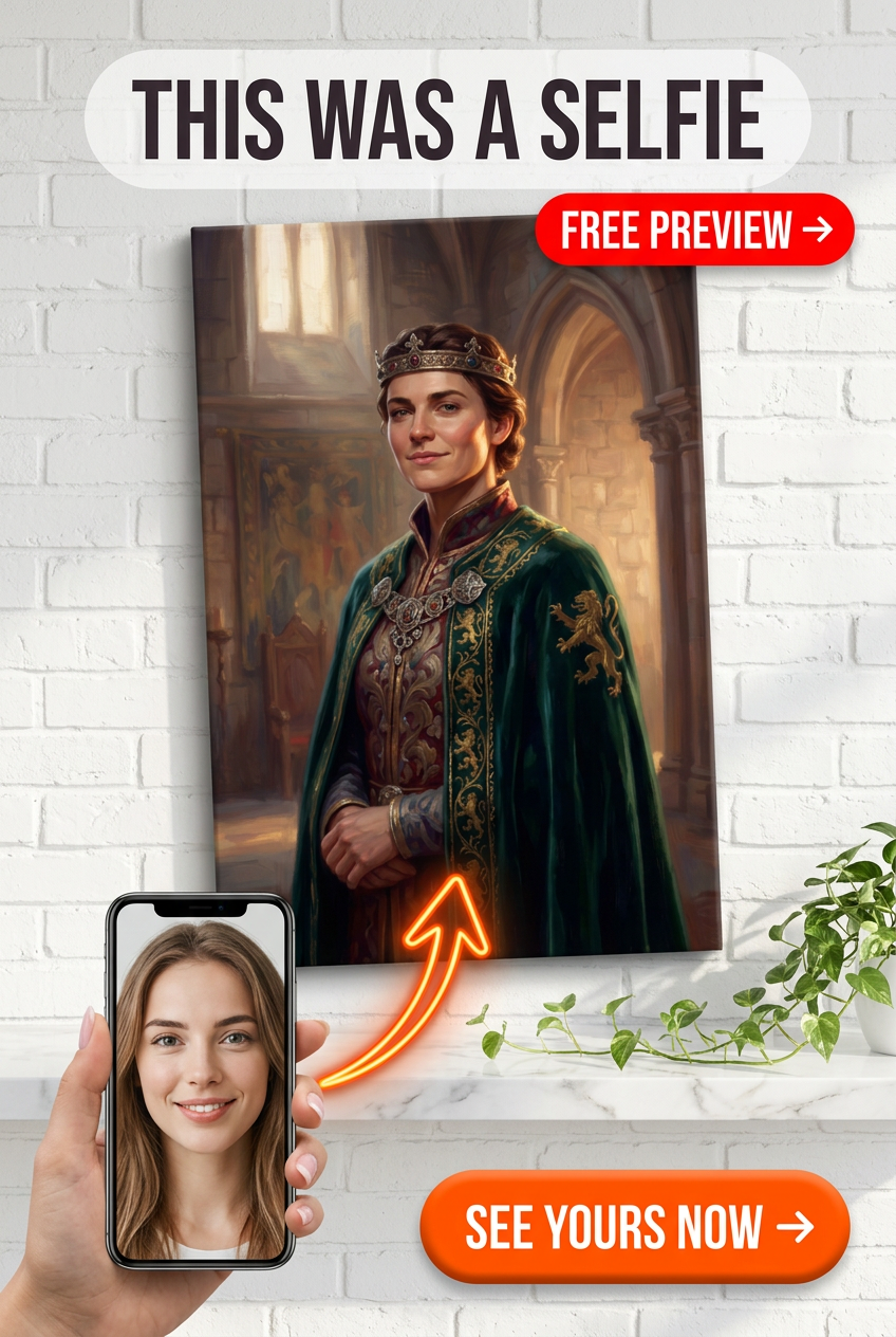 Custom Royal Woman Portrait — Regal Crown Canvas Art