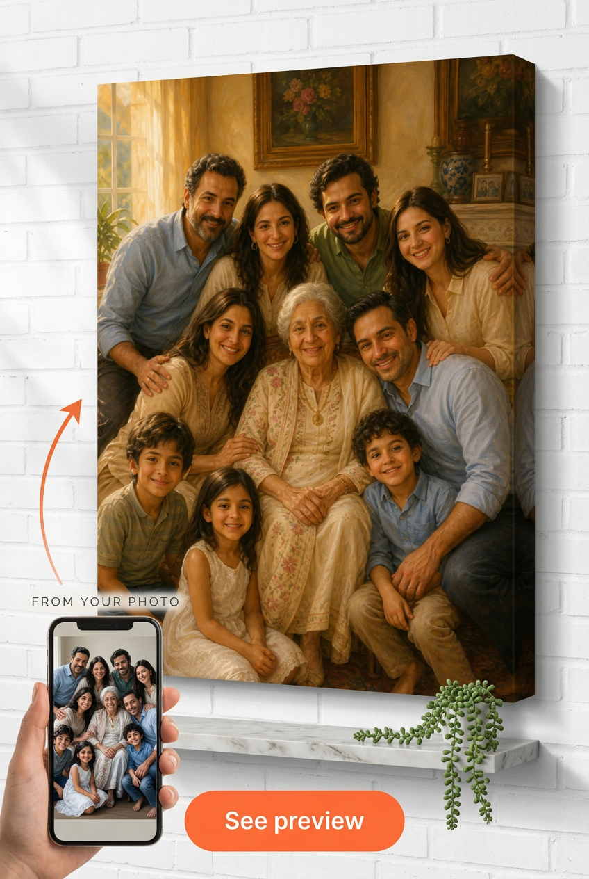 Gifts for Mother in Law — Warm Family Portrait Canvas from Photo