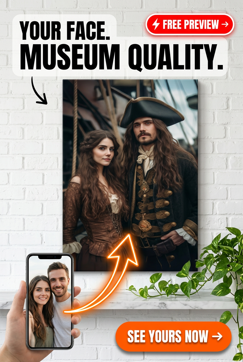 Pirate-Themed Custom Portrait from Photo | Personalized Gift for Couples