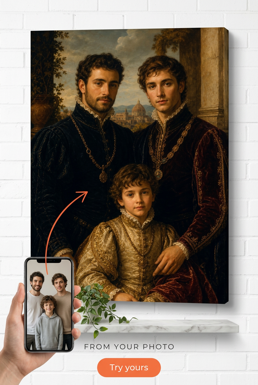 Custom Renaissance Couple Portrait — Regal Family Canvas from Photo