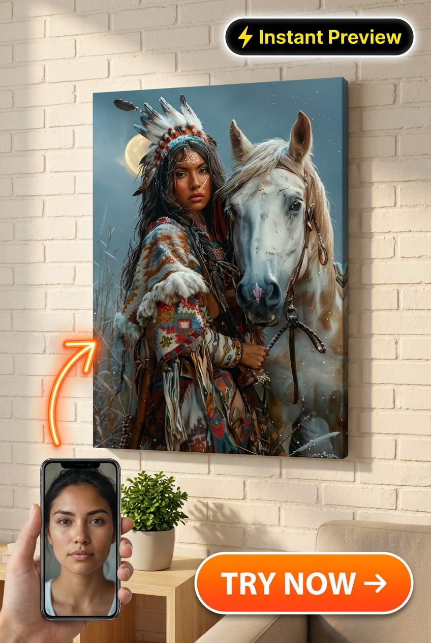 Native American-Inspired Custom Portrait - Personalized Gift | Premium Canvas Portraits