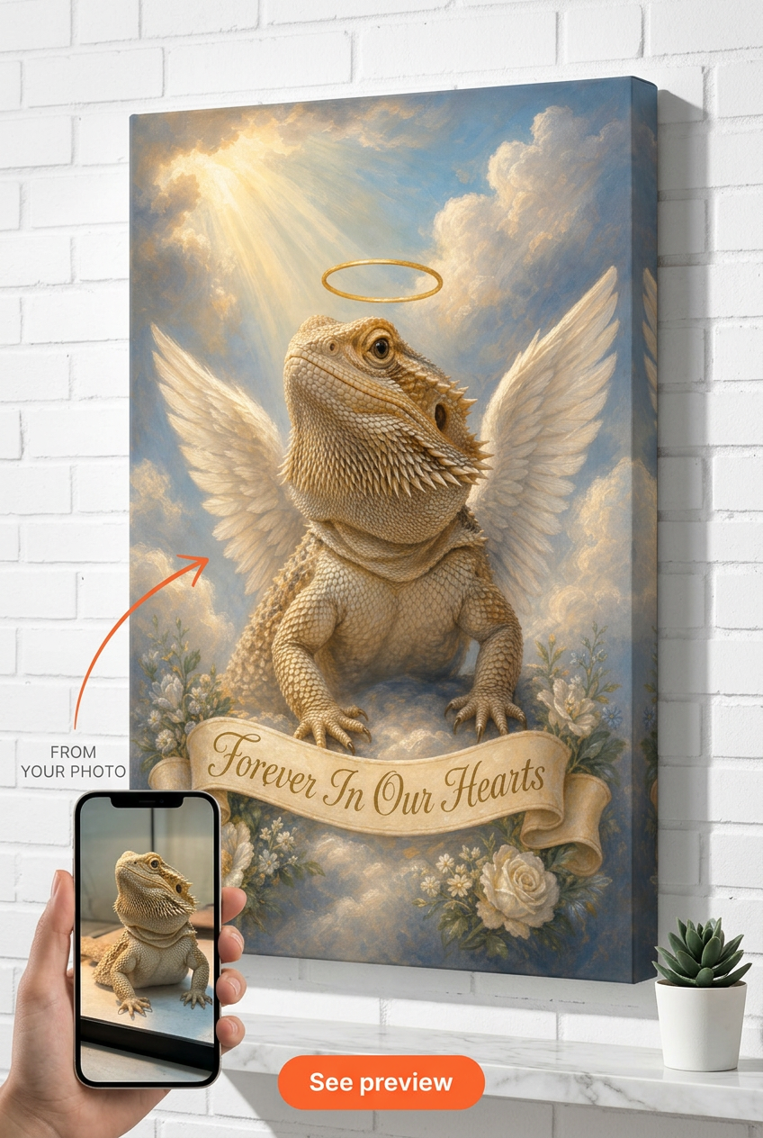 Custom Memorial Cat Portrait — Angel Wings Canvas from Photo