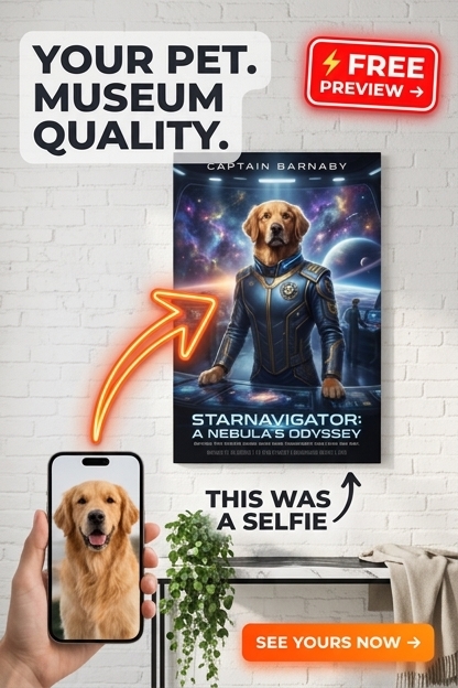 Custom Sci-Fi Dog Portrait — Whimsical Space Adventure Canvas