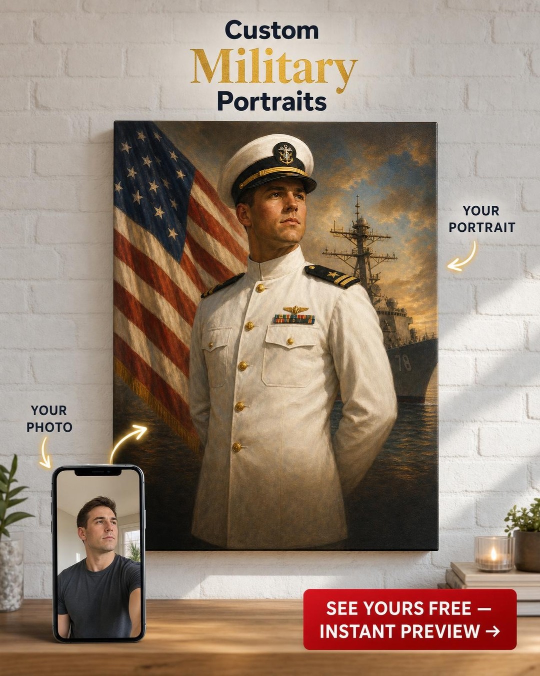Custom Naval Officer Portrait — Military Art