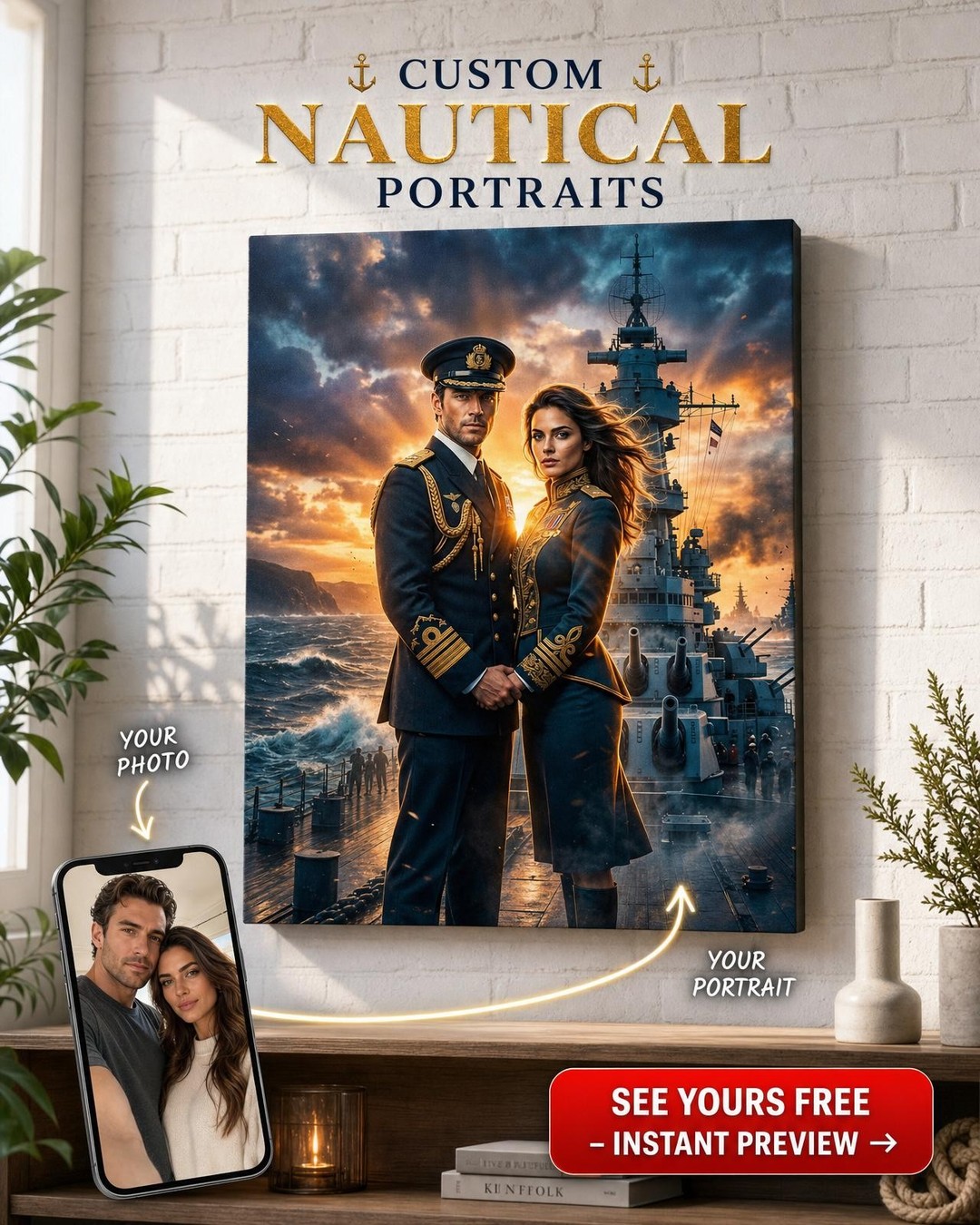 Custom Military Sunset Portrait for Couples