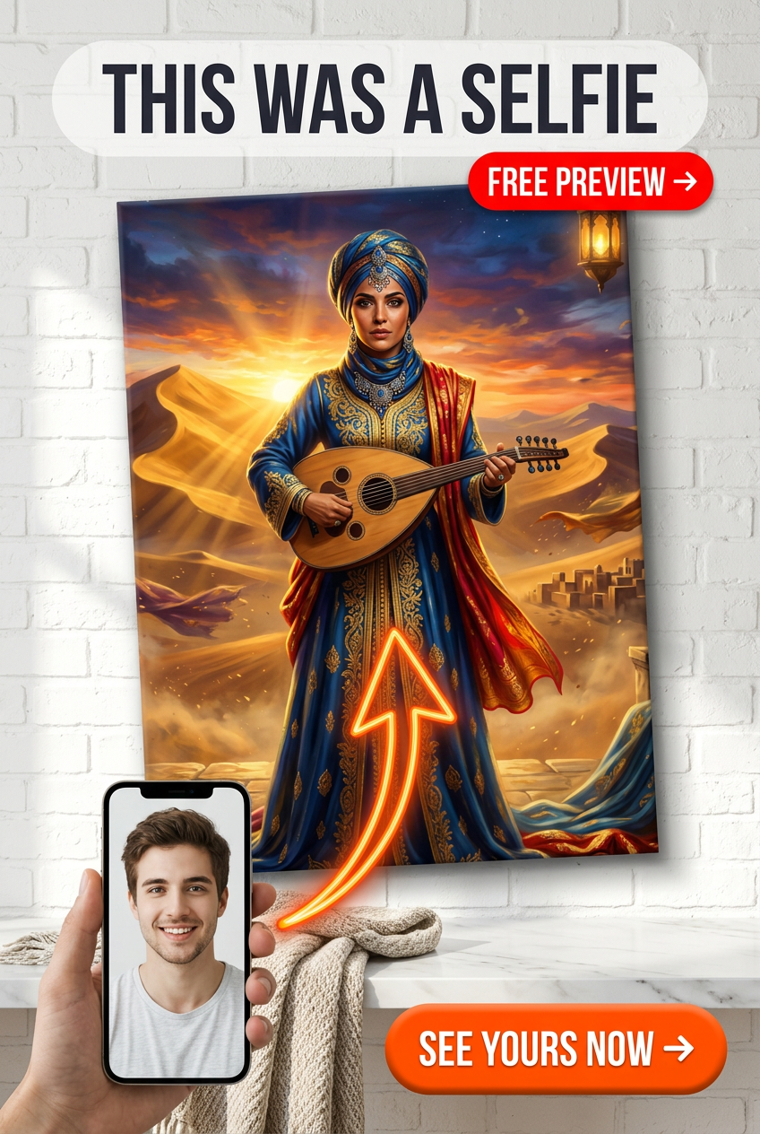 Custom Royal Man Portrait — Regal Desert Serenade Canvas