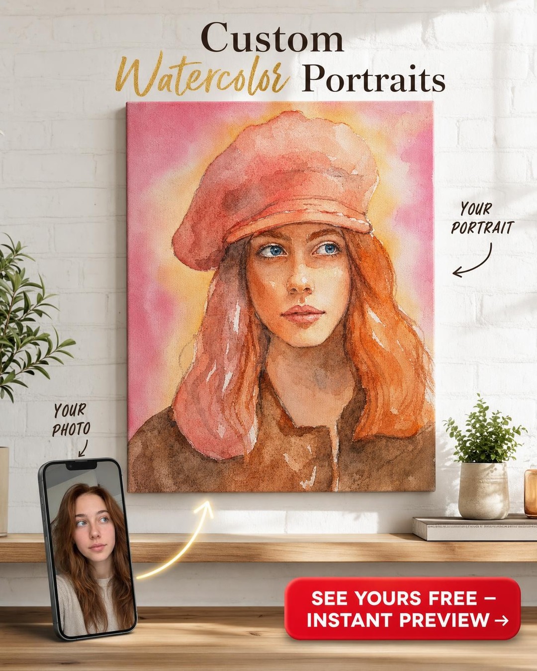 Premium Custom Portrait from Photo | Personalized Canvas Gift