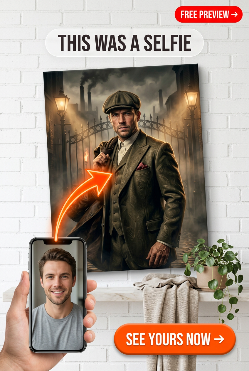 Custom Victorian Man Portrait — Heroic Noir Canvas from Photo