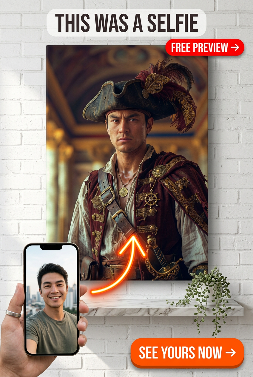Custom Pirate Man Portrait — Heroic Adventure Canvas from Photo
