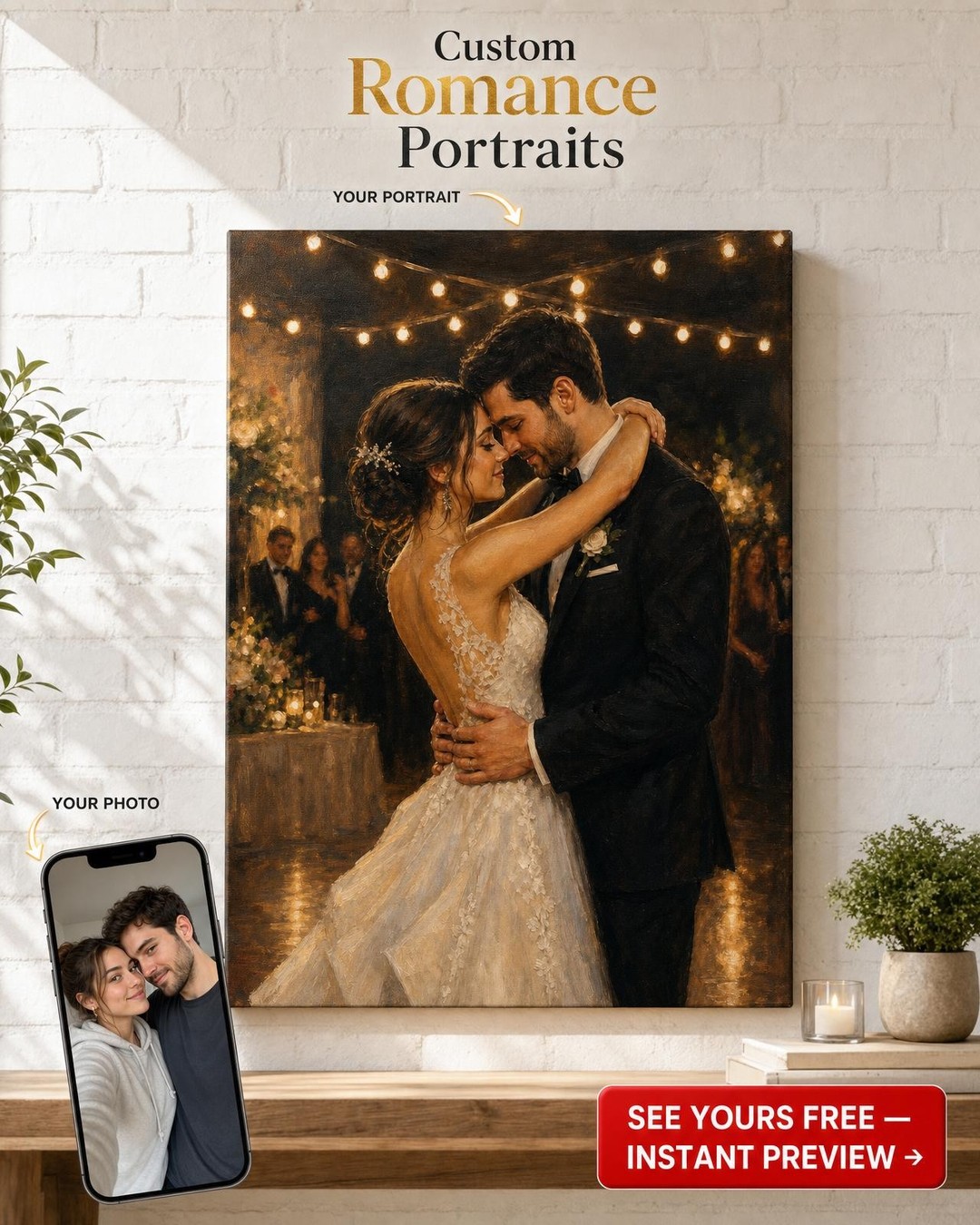 First Dance Wedding Portrait Custom Portrait from Photo | Personalized Canvas Gift