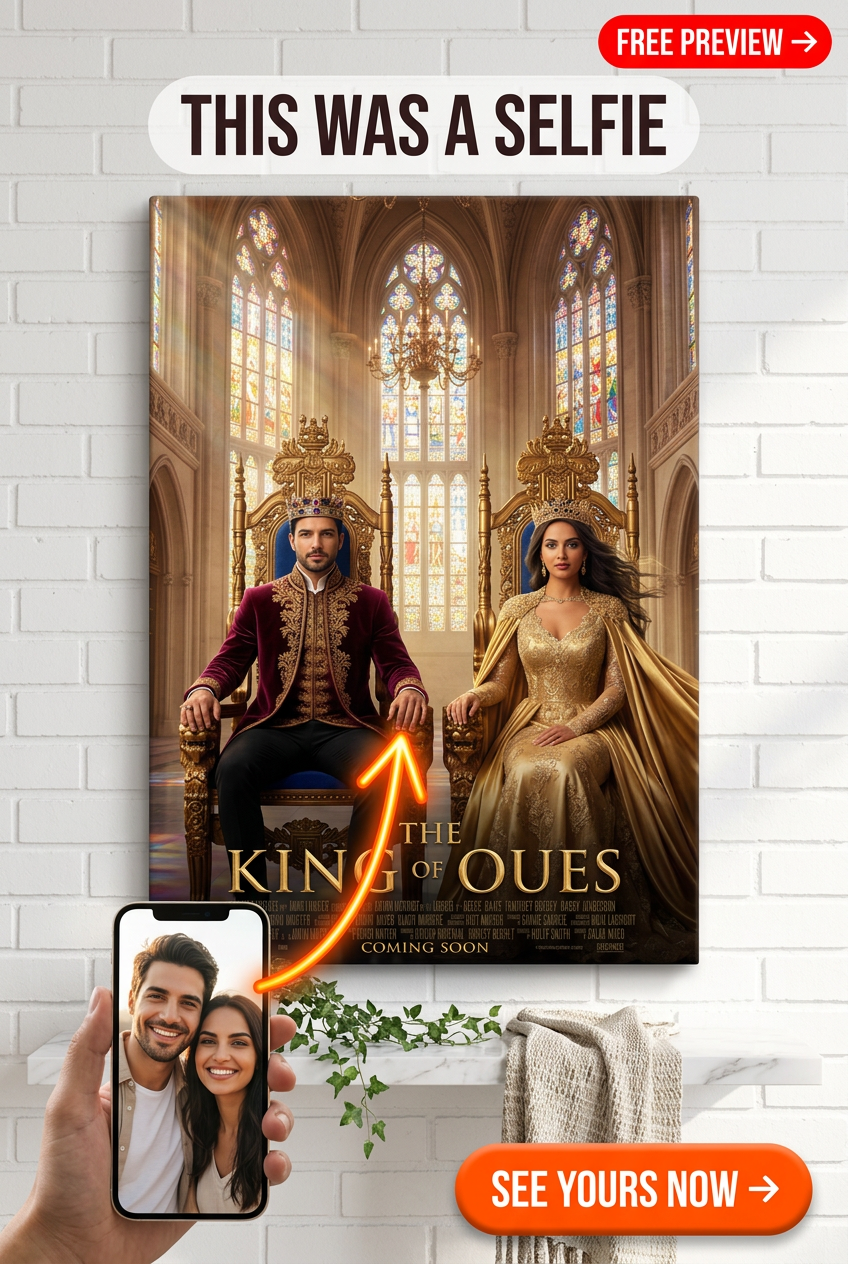 Custom Royal Couple Portrait — Regal Throne Canvas from Photo