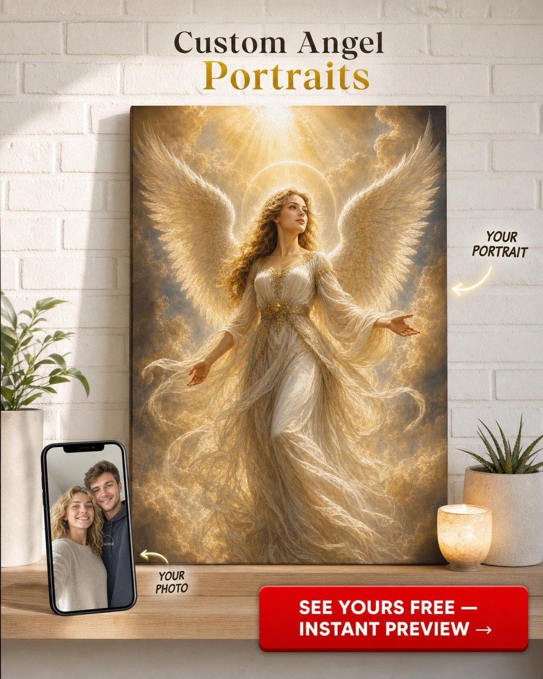 Golden Light Angelic Canvas Gift