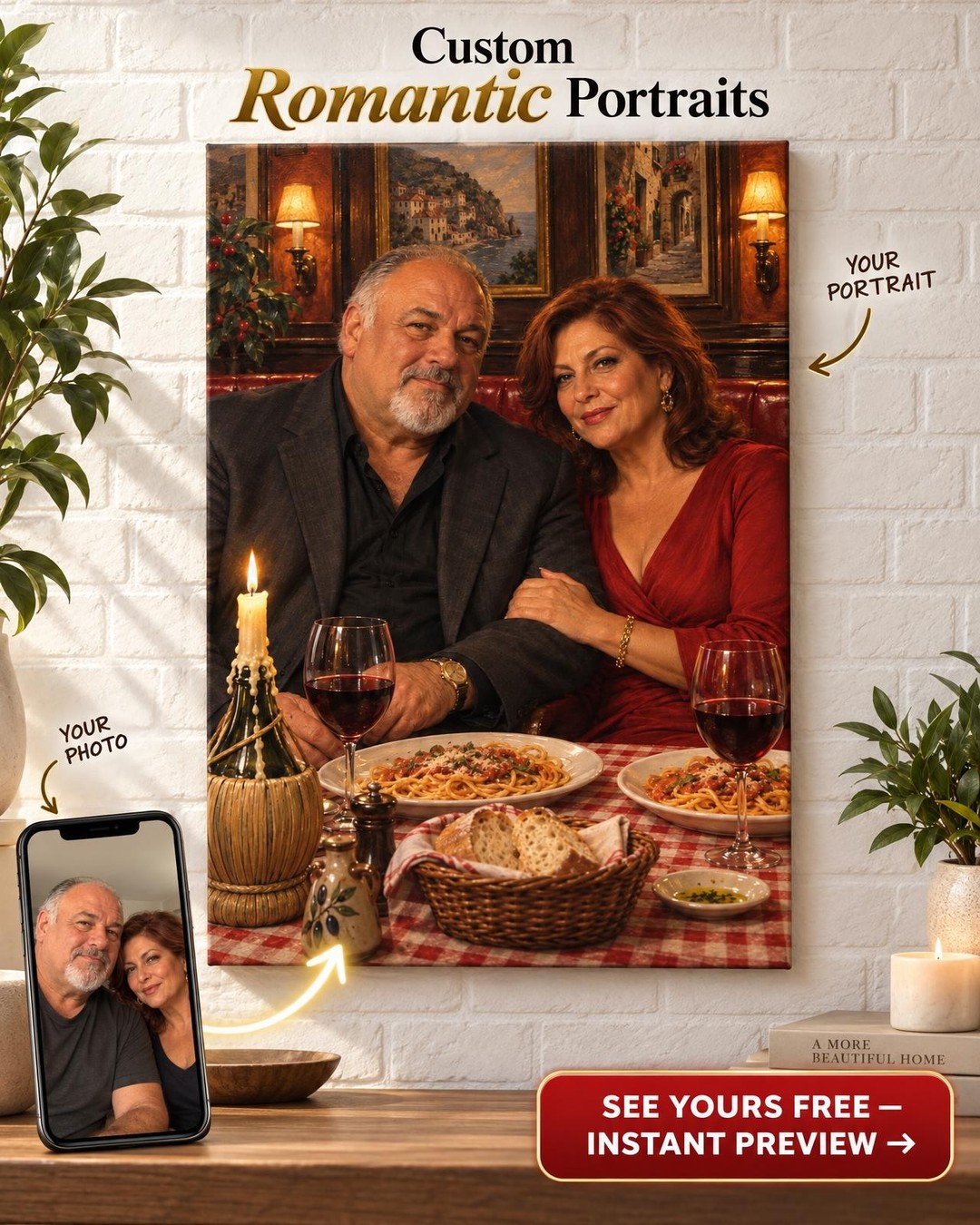 Mafia Sunday Dinner Custom Portrait from Photo | Personalized Mafia Portrait Gift