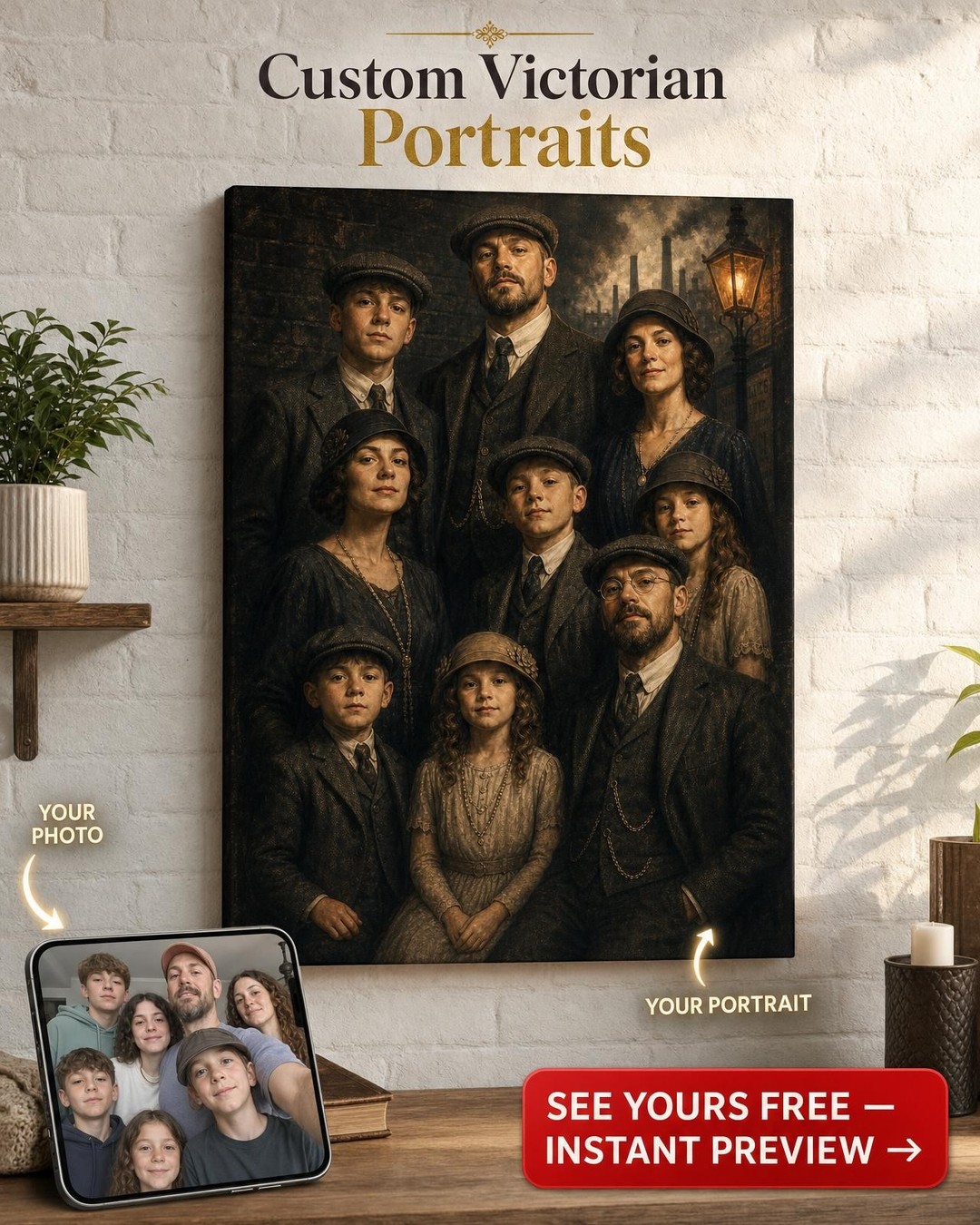 Custom 1920s "By Order" Family Gangster Portrait — AI-regenerated portrait perso