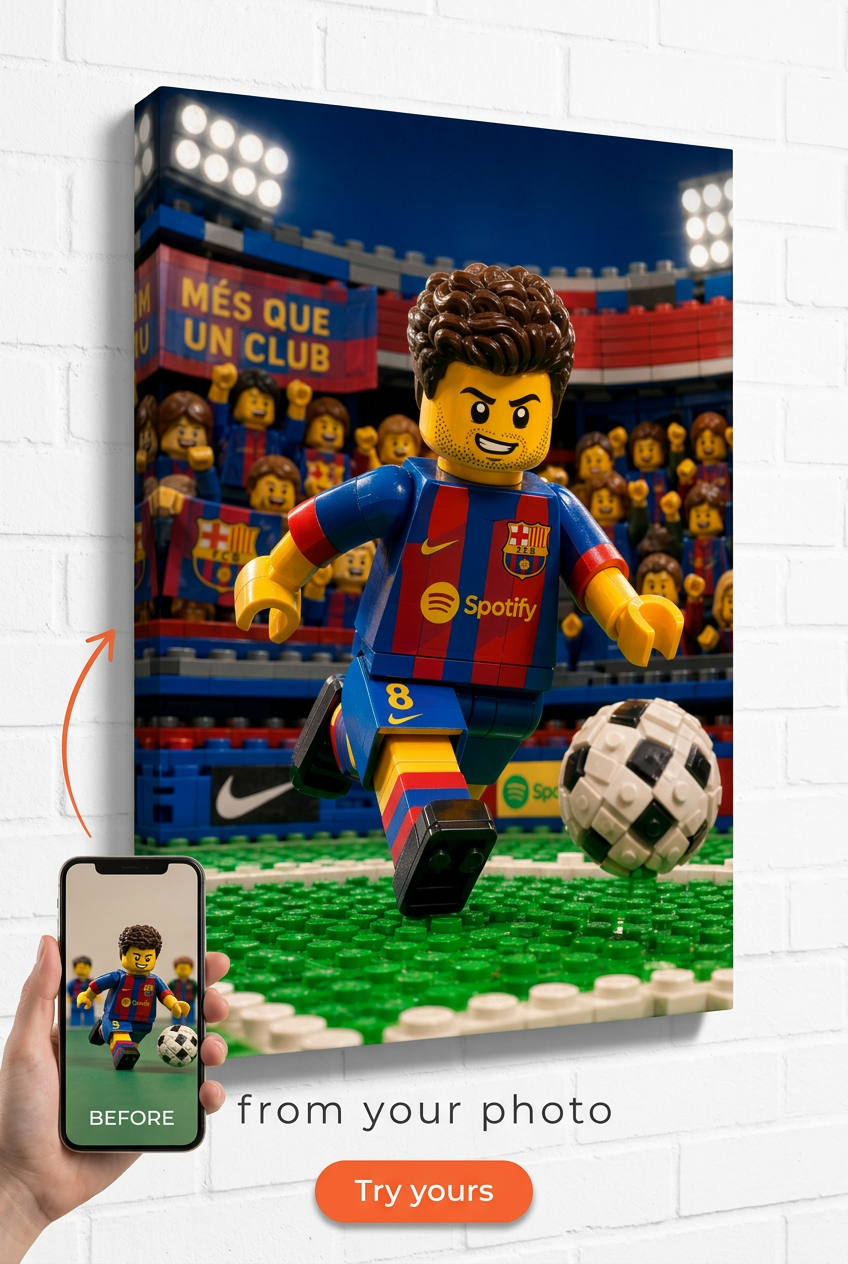 Custom Brick Minifigure Athlete Portrait from Photo | Personalized Gift