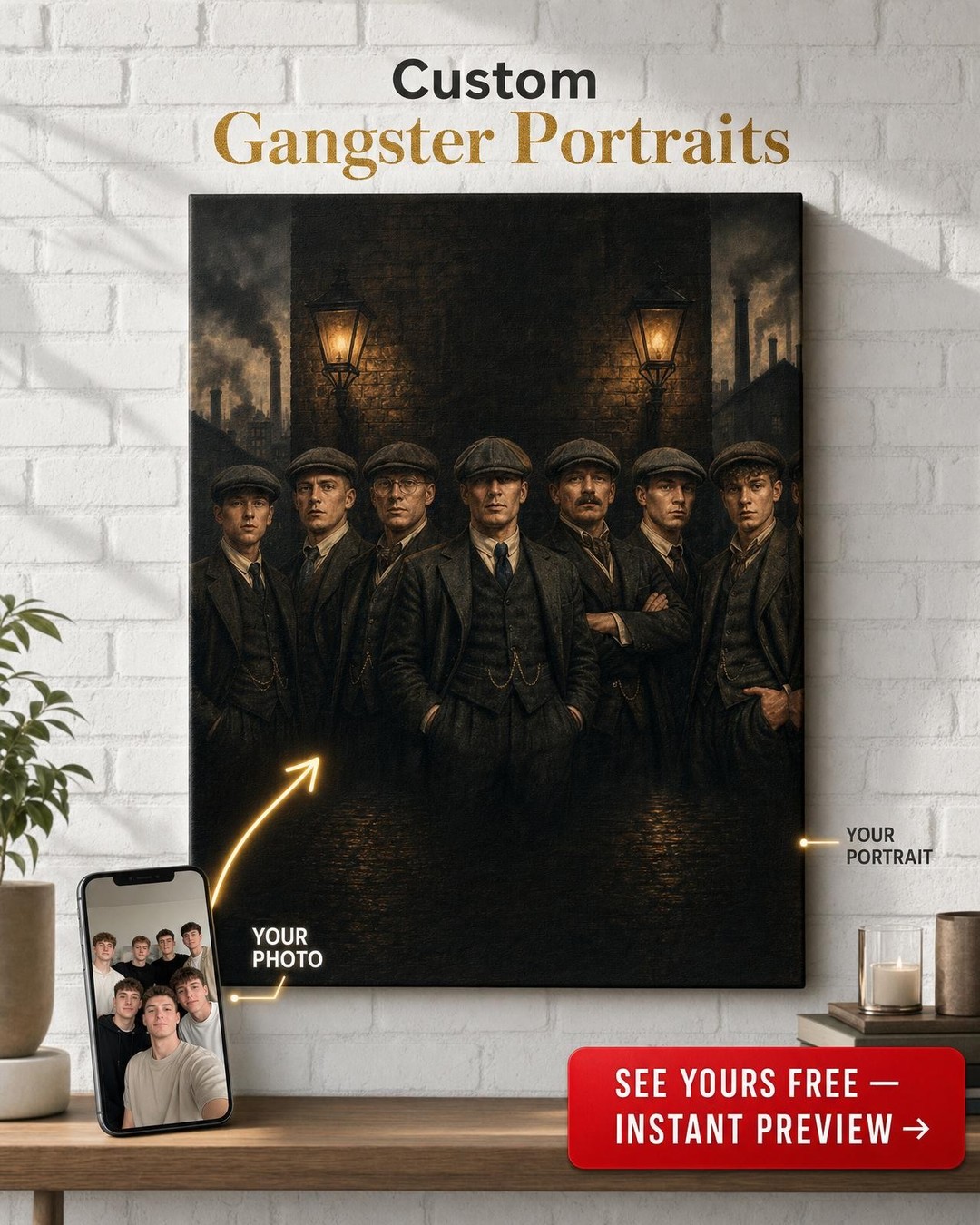 1920s Brothers Lineup Portrait Canvas