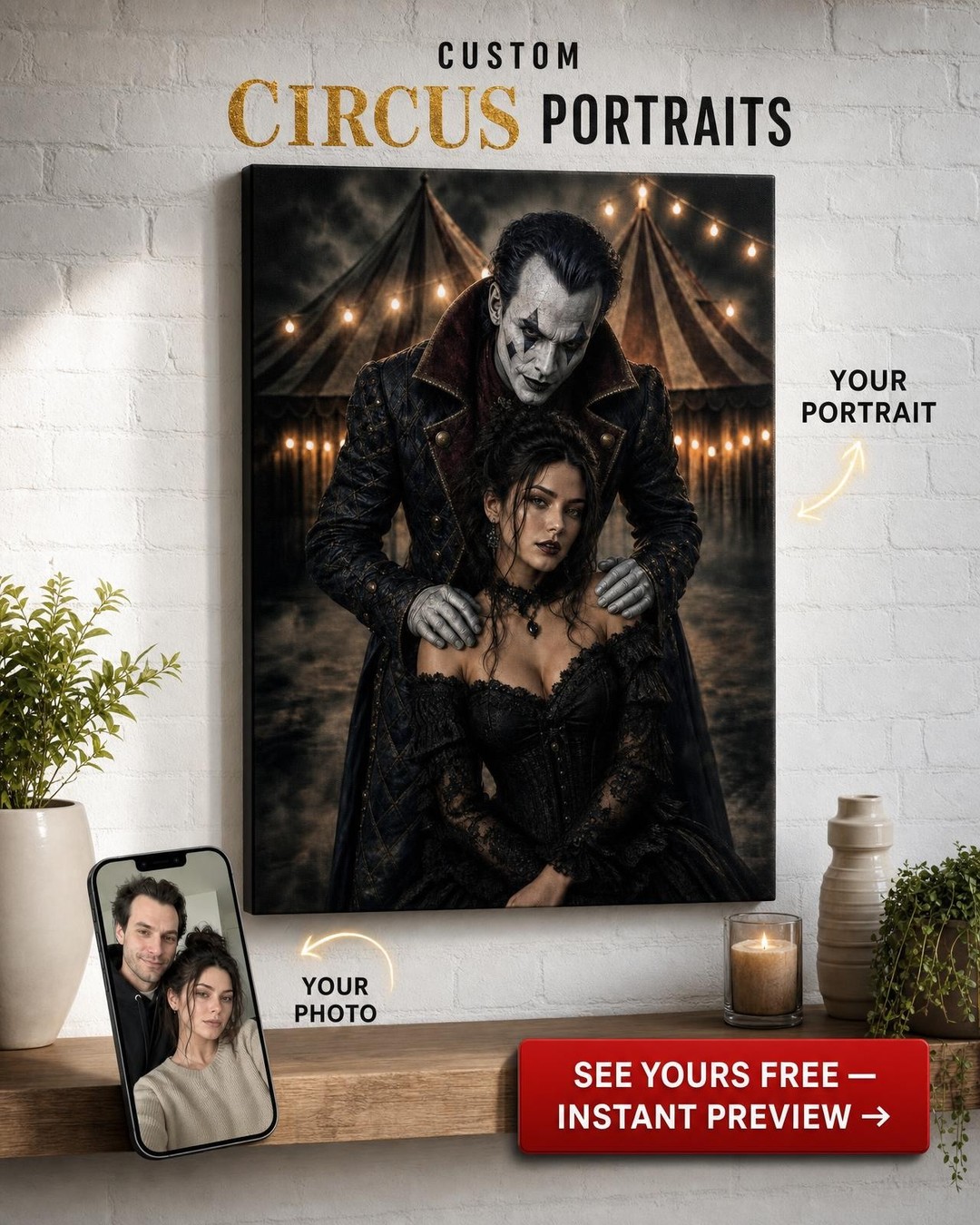 Haunted Carnival Couple Portrait from Photo