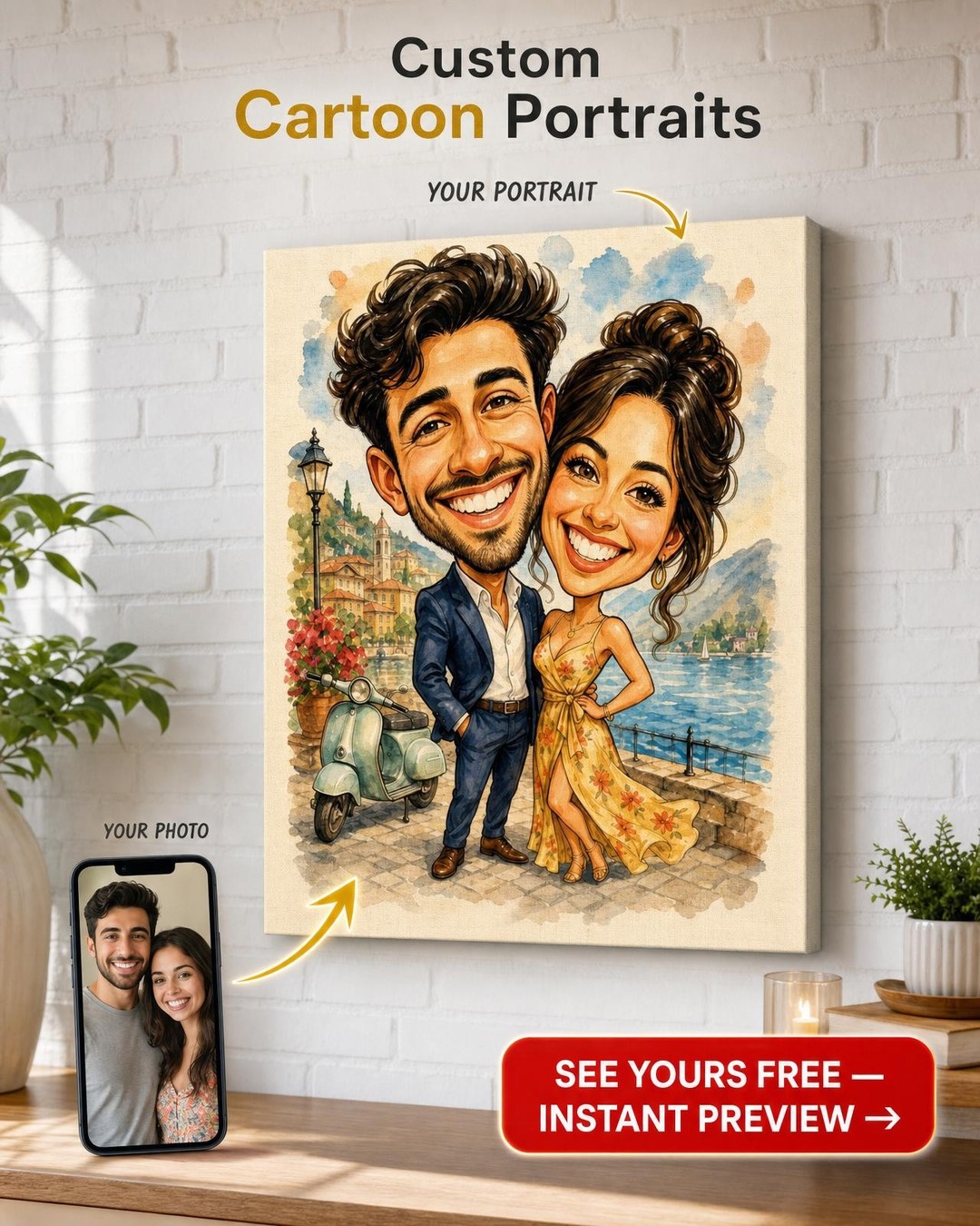 Scooter Caricature Portrait Gift