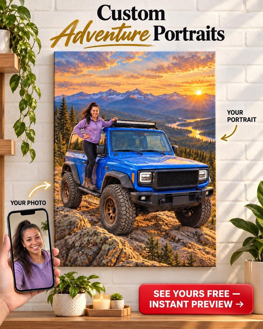 Trail Queen Custom Portrait from Photo | Personalized Off-Road Portrait Gift
