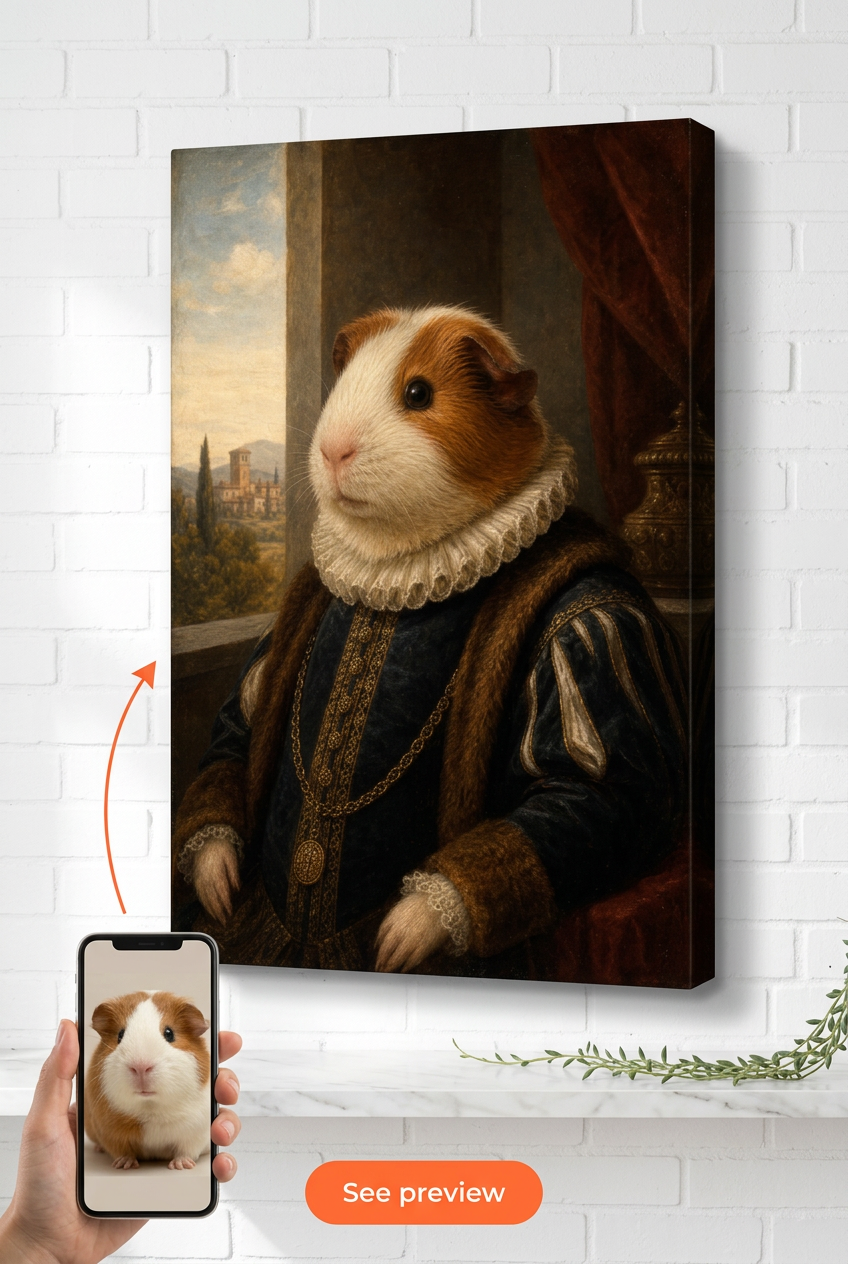 Custom Renaissance Cat Portrait — Whimsical Pet Canvas