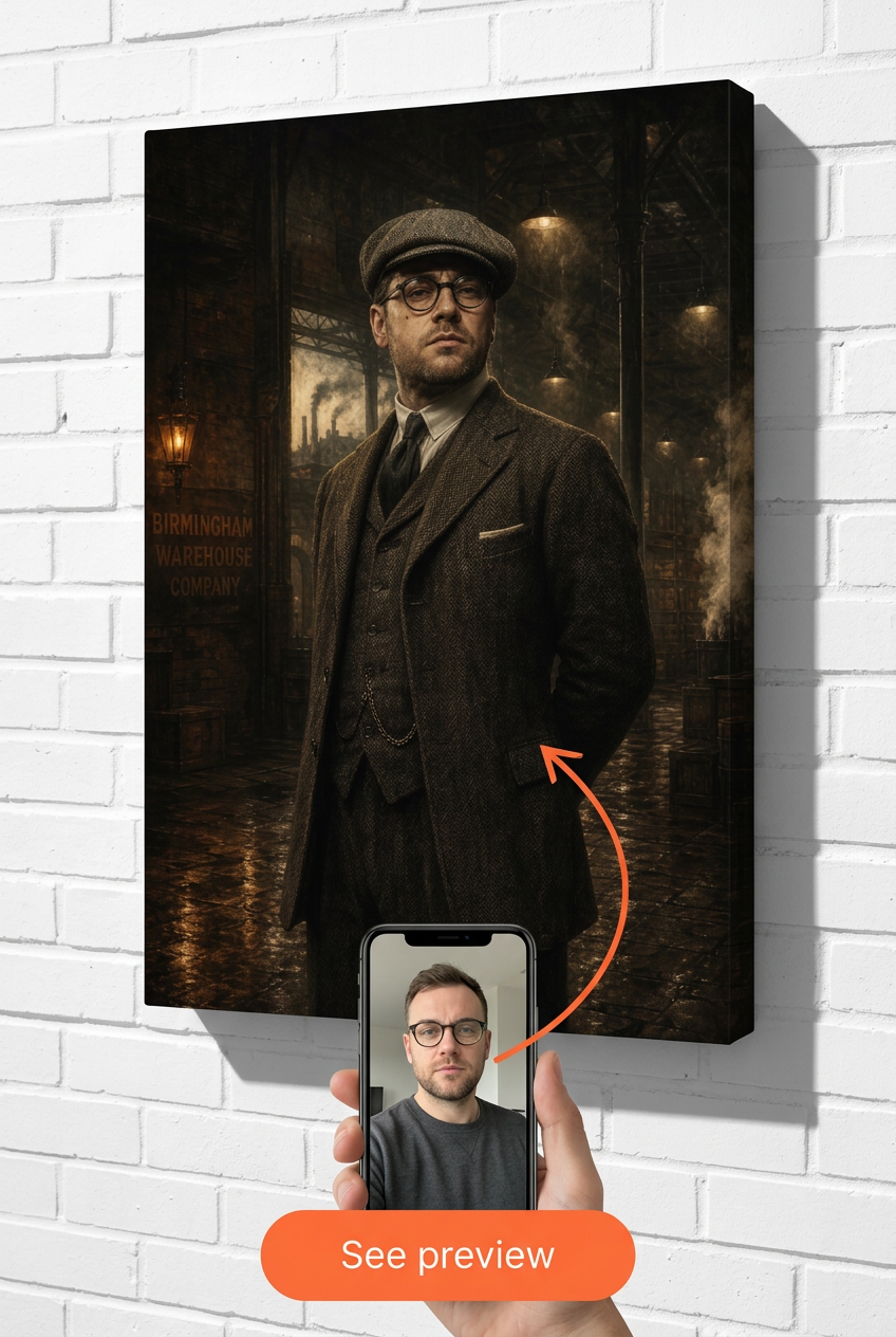 Custom 1920s Warehouse Boss Gangster Portrait | Premium Canvas Portraits